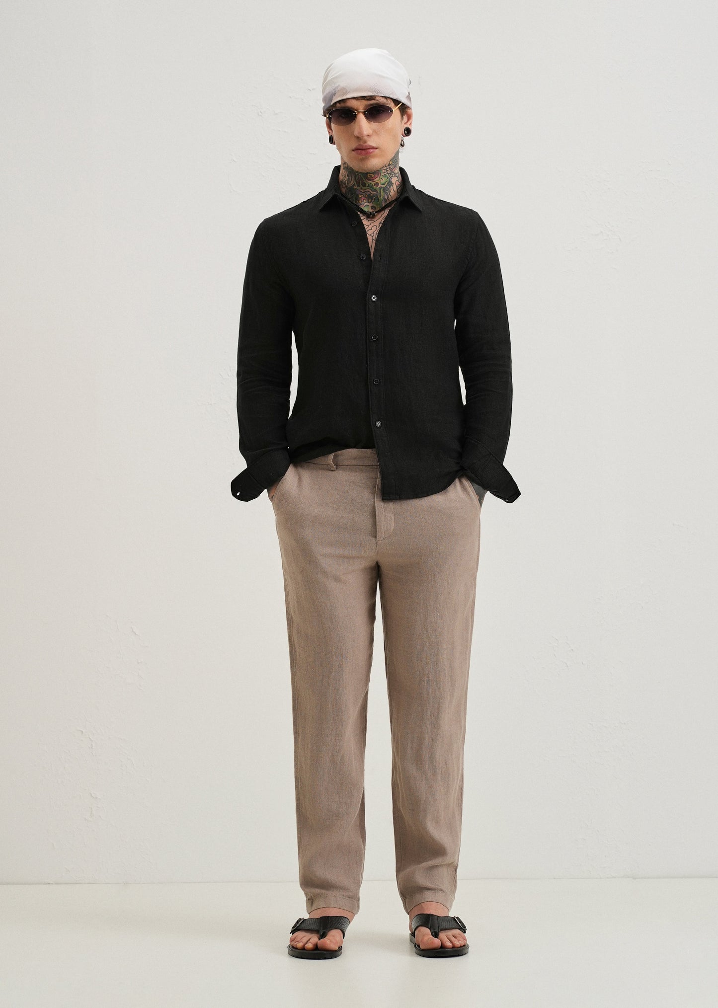 100% Pure Heather Black Linen Shirt