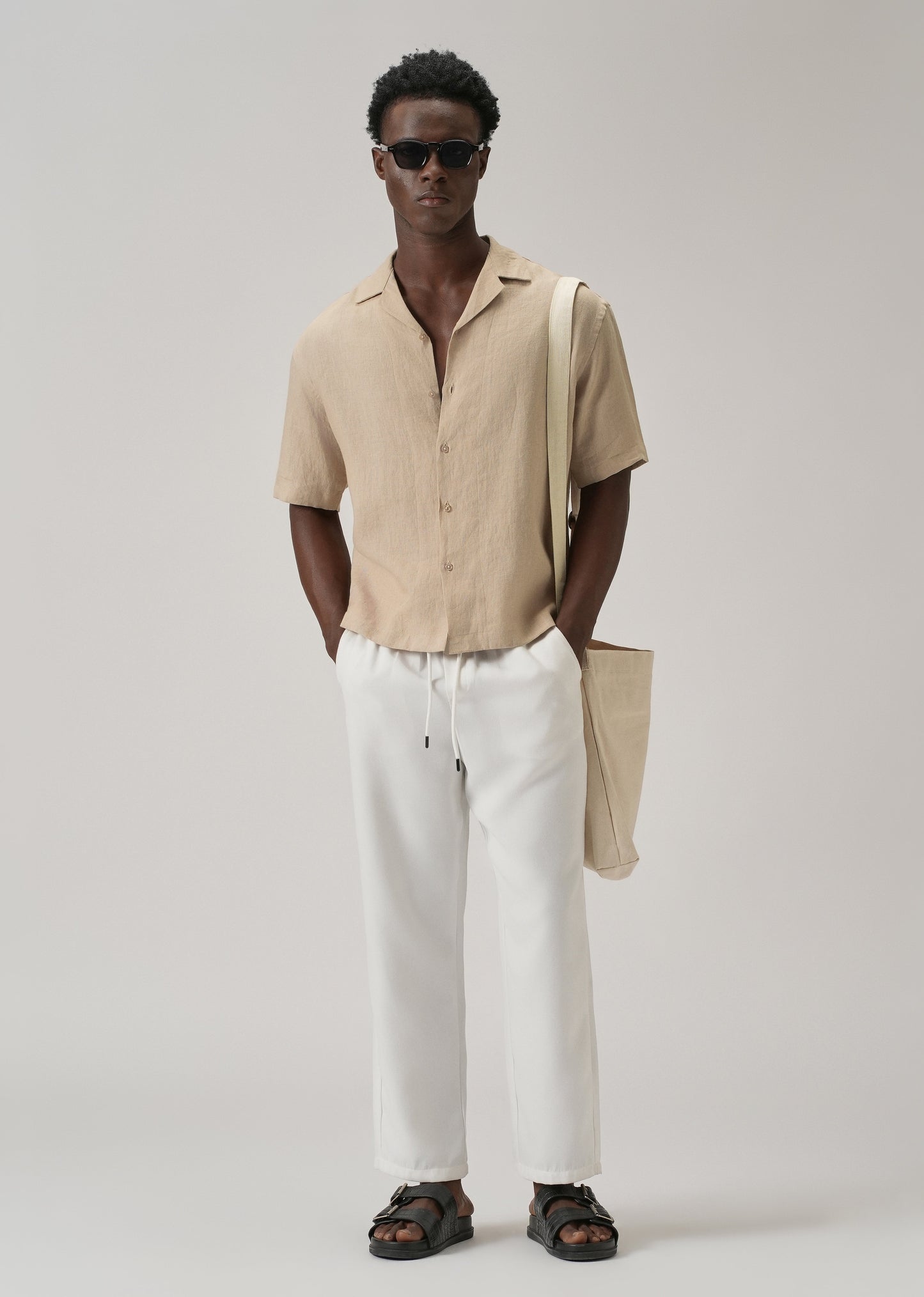 100% Pure Irish Tan Beige Linen Shirt