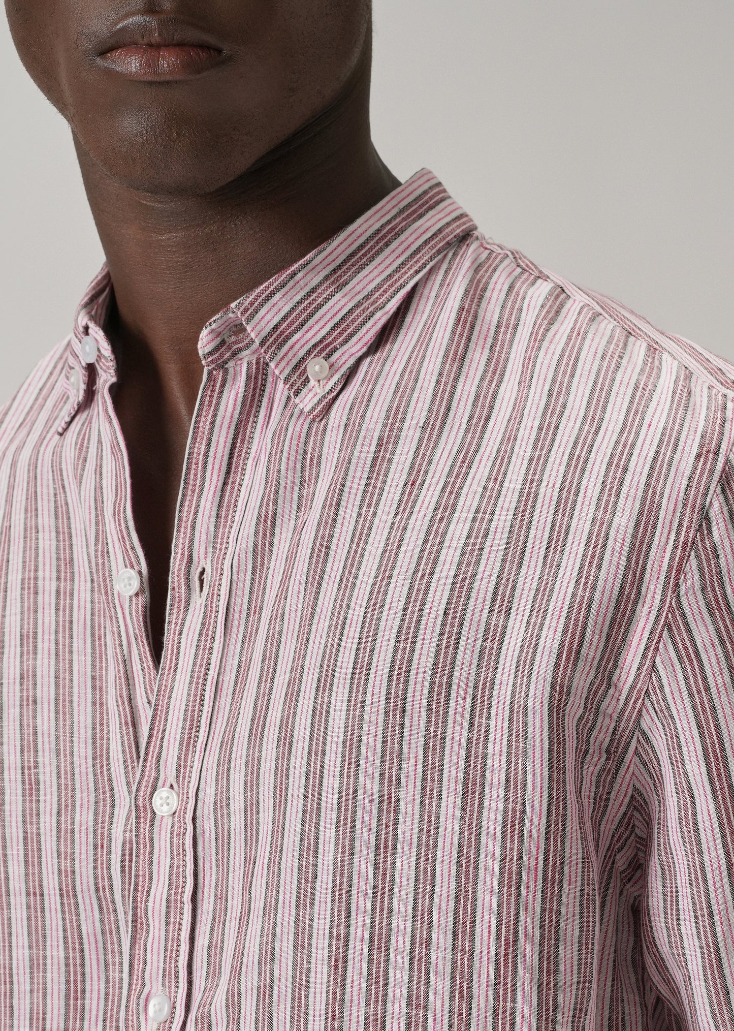100% Pure Irish Brown Stripe Linen Shirt