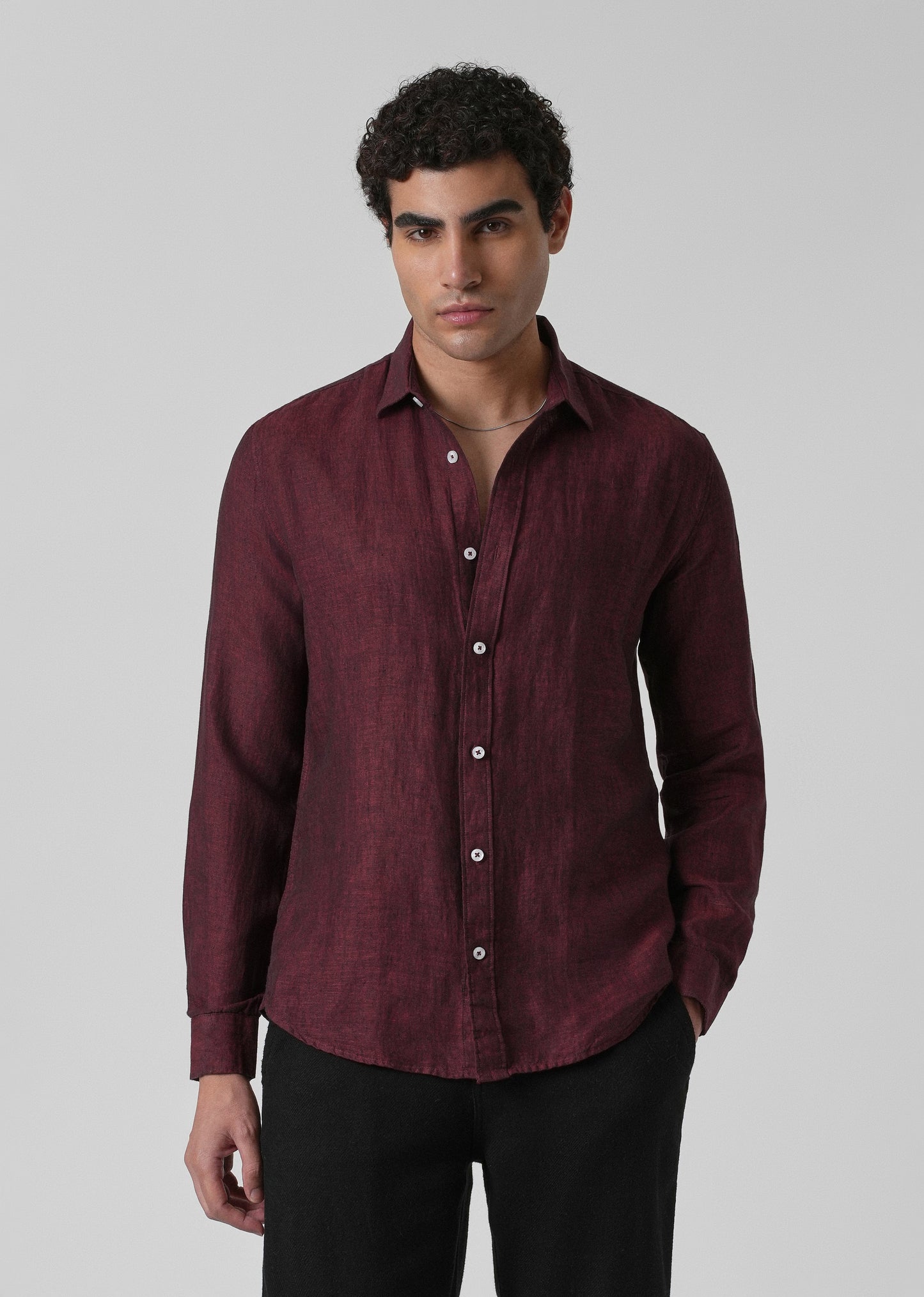100% Pure Irish Burnt Maroon Linen Shirt