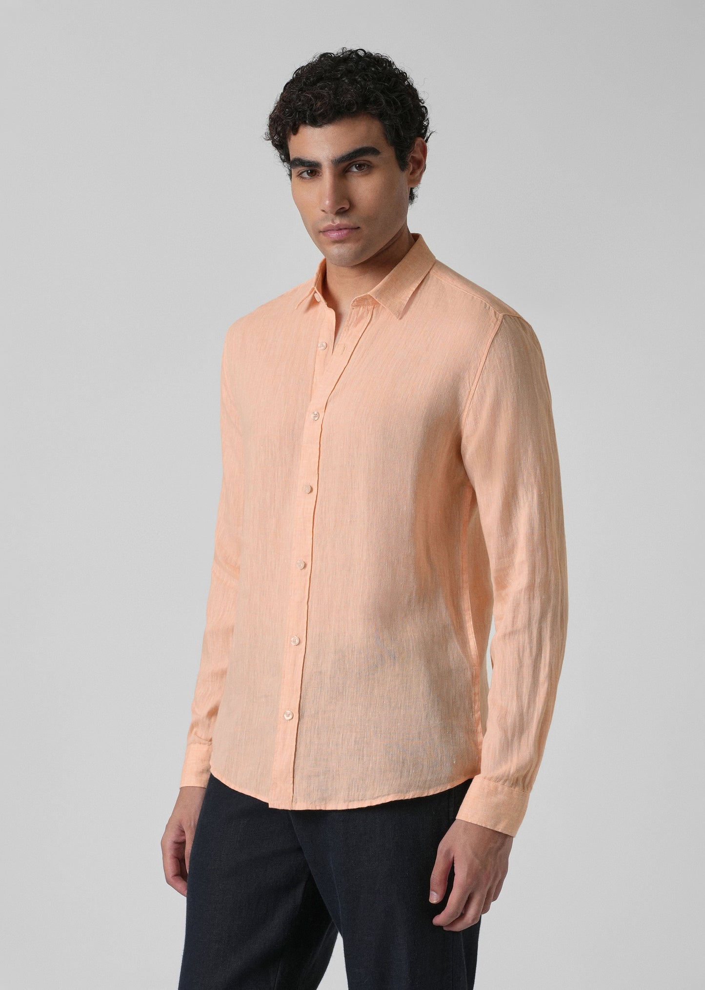 100% Pure Irish Dusky Orange Linen Shirt