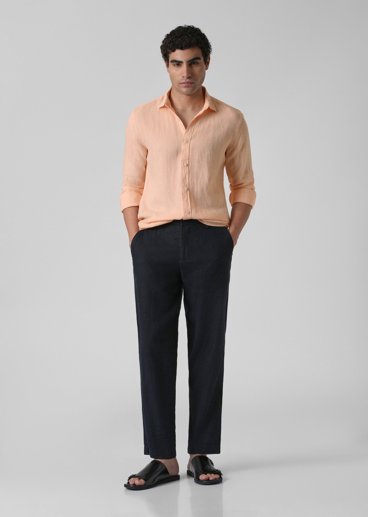 100% Pure Irish Dusky Orange Linen Shirt