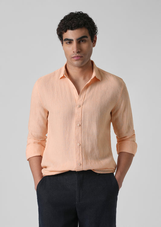 100% Pure Irish Dusky Orange Linen Shirt