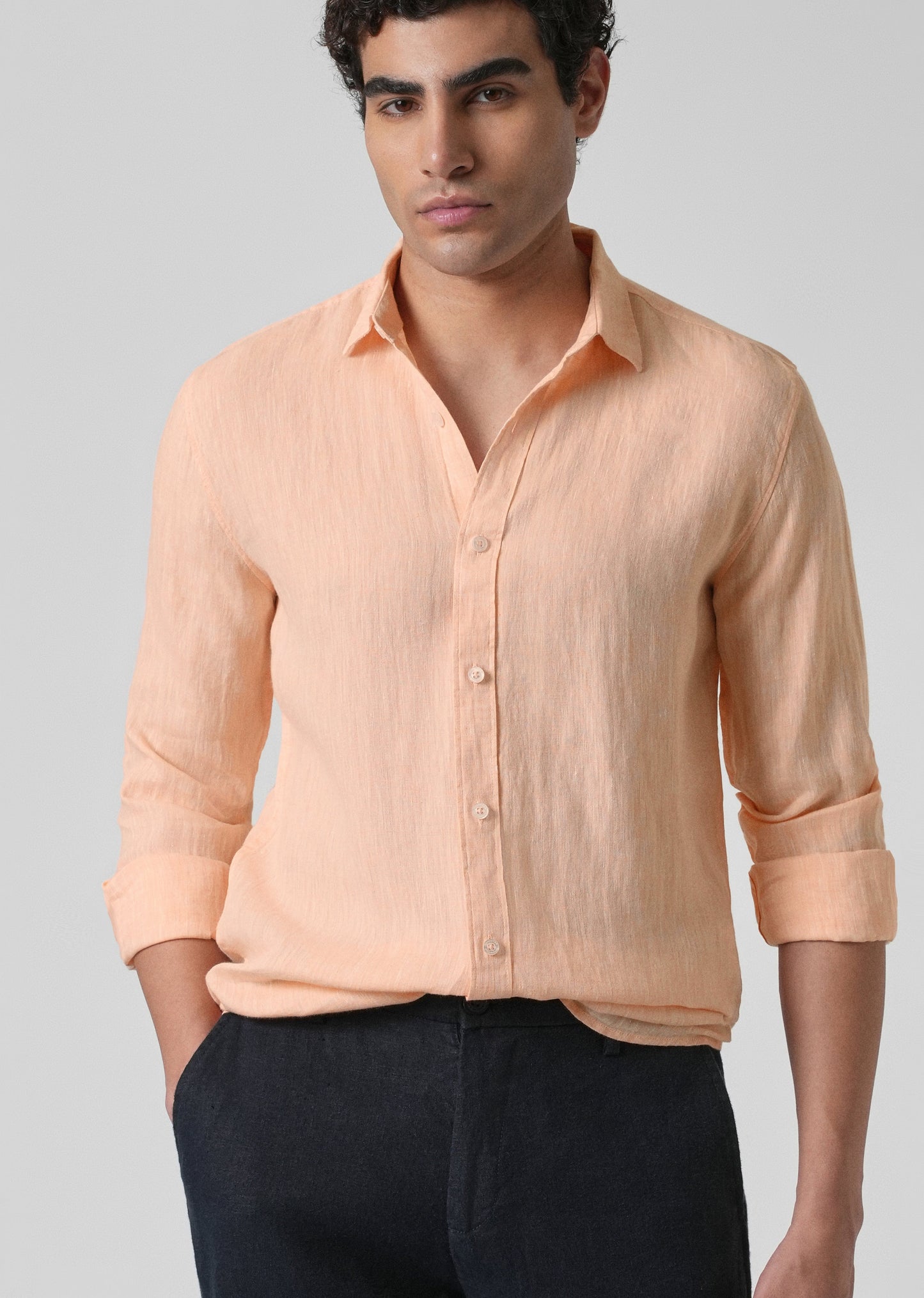 100% Pure Irish Dusky Orange Linen Shirt
