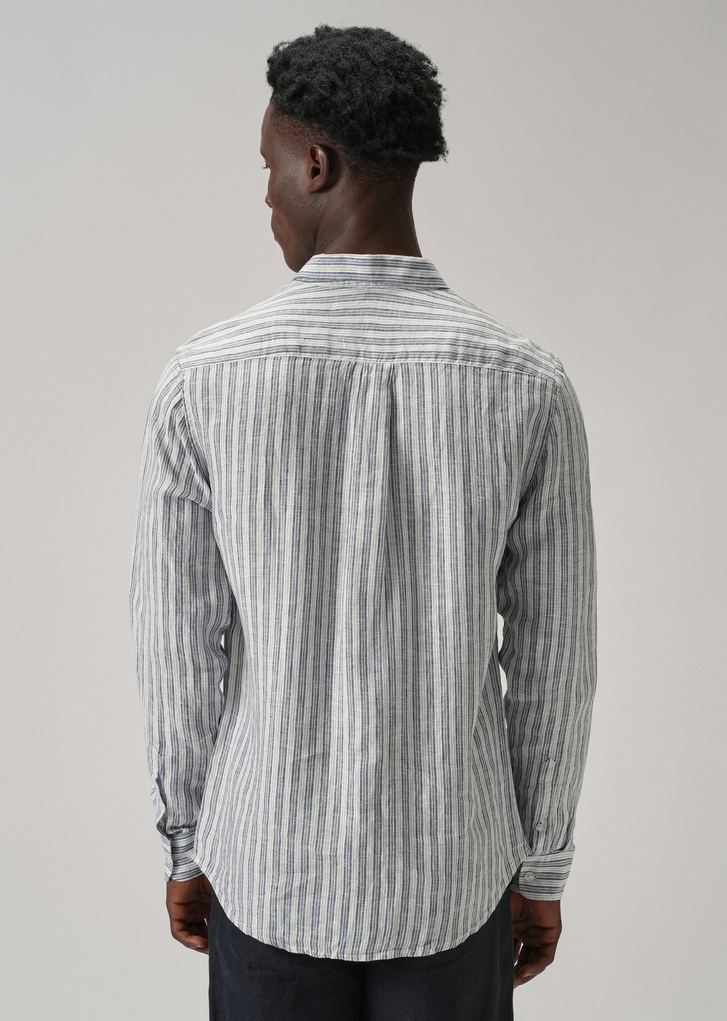 100% Pure Irish Flint Grey Stripe Linen Shirt