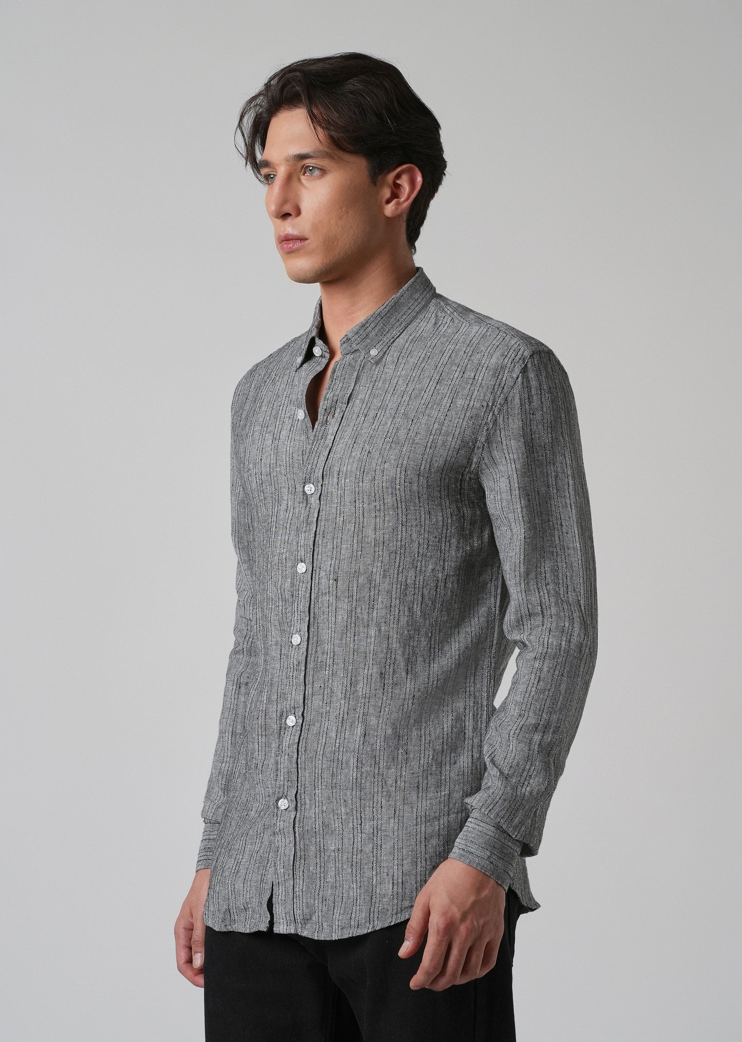100% Pure Irish Gris Linen Shirt