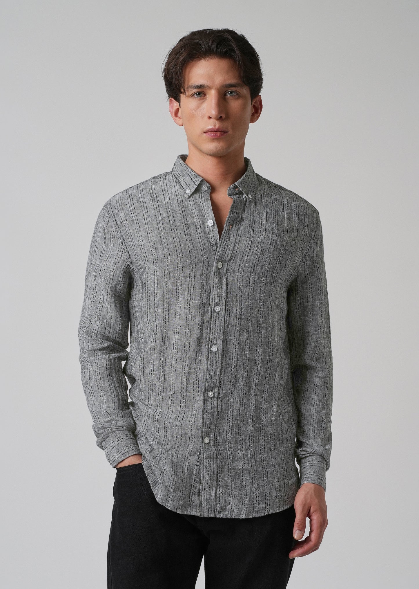 100% Pure Irish Gris Linen Shirt
