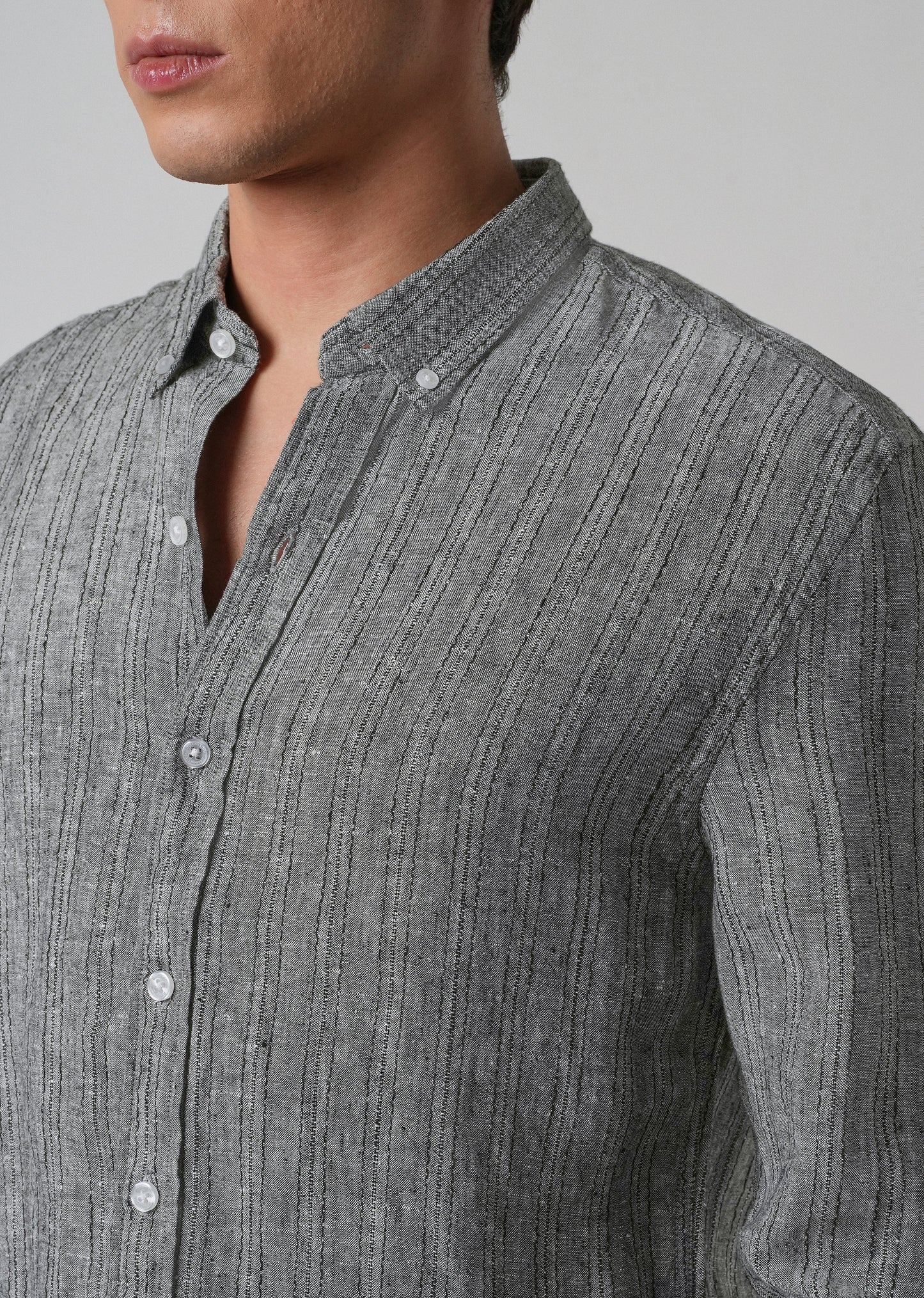 100% Pure Irish Gris Linen Shirt