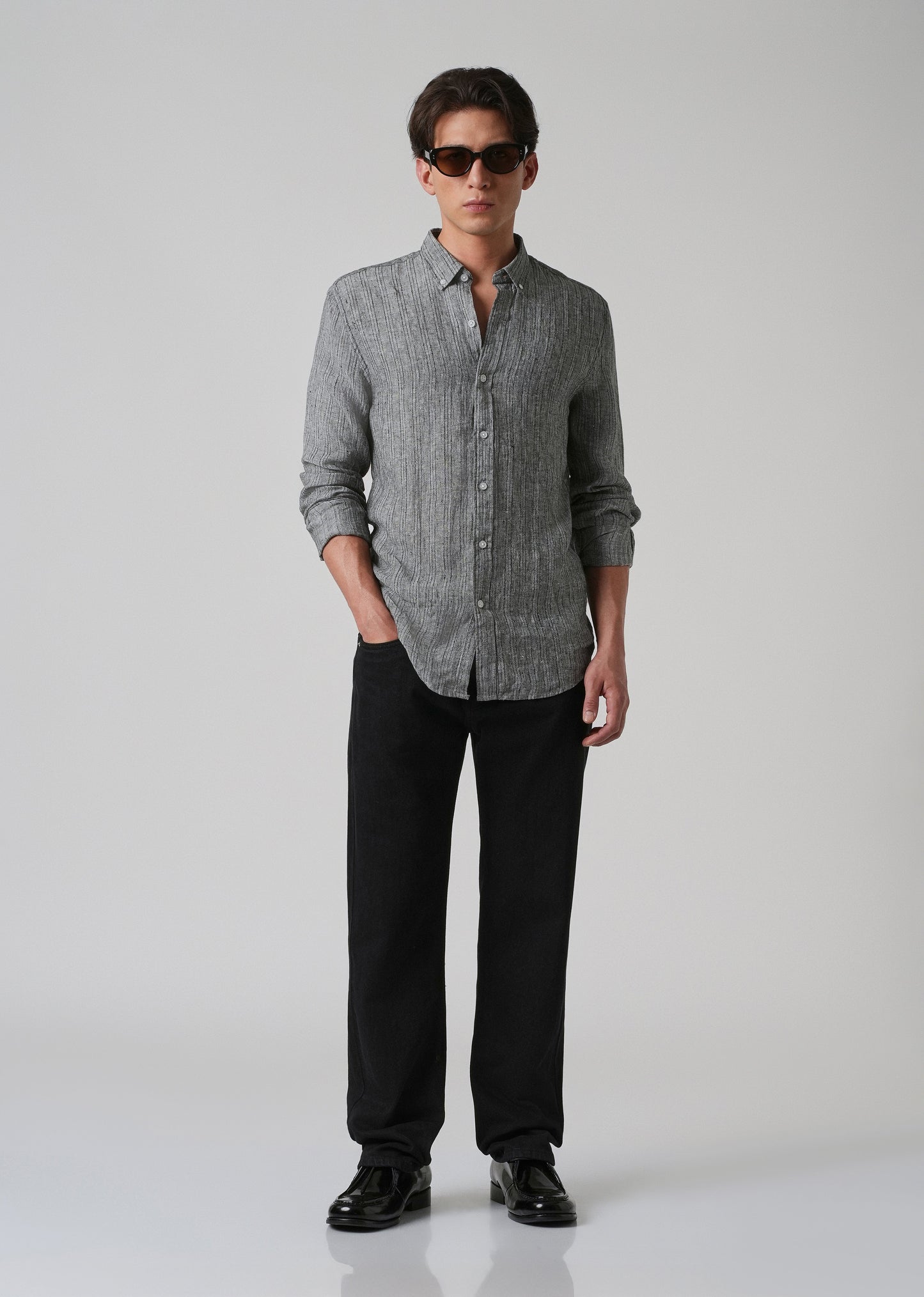 100% Pure Irish Gris Linen Shirt