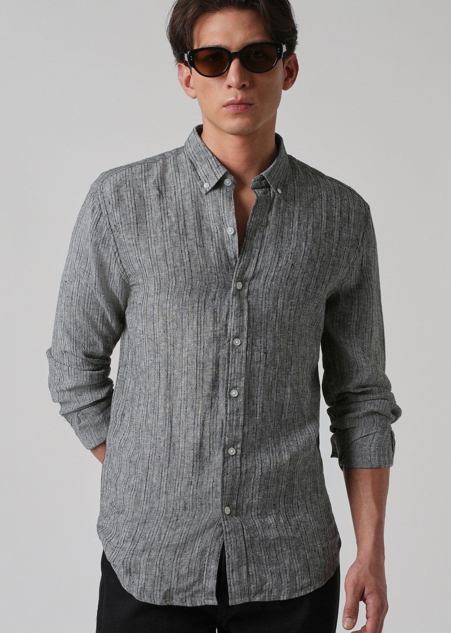100% Pure Irish Gris Linen Shirt