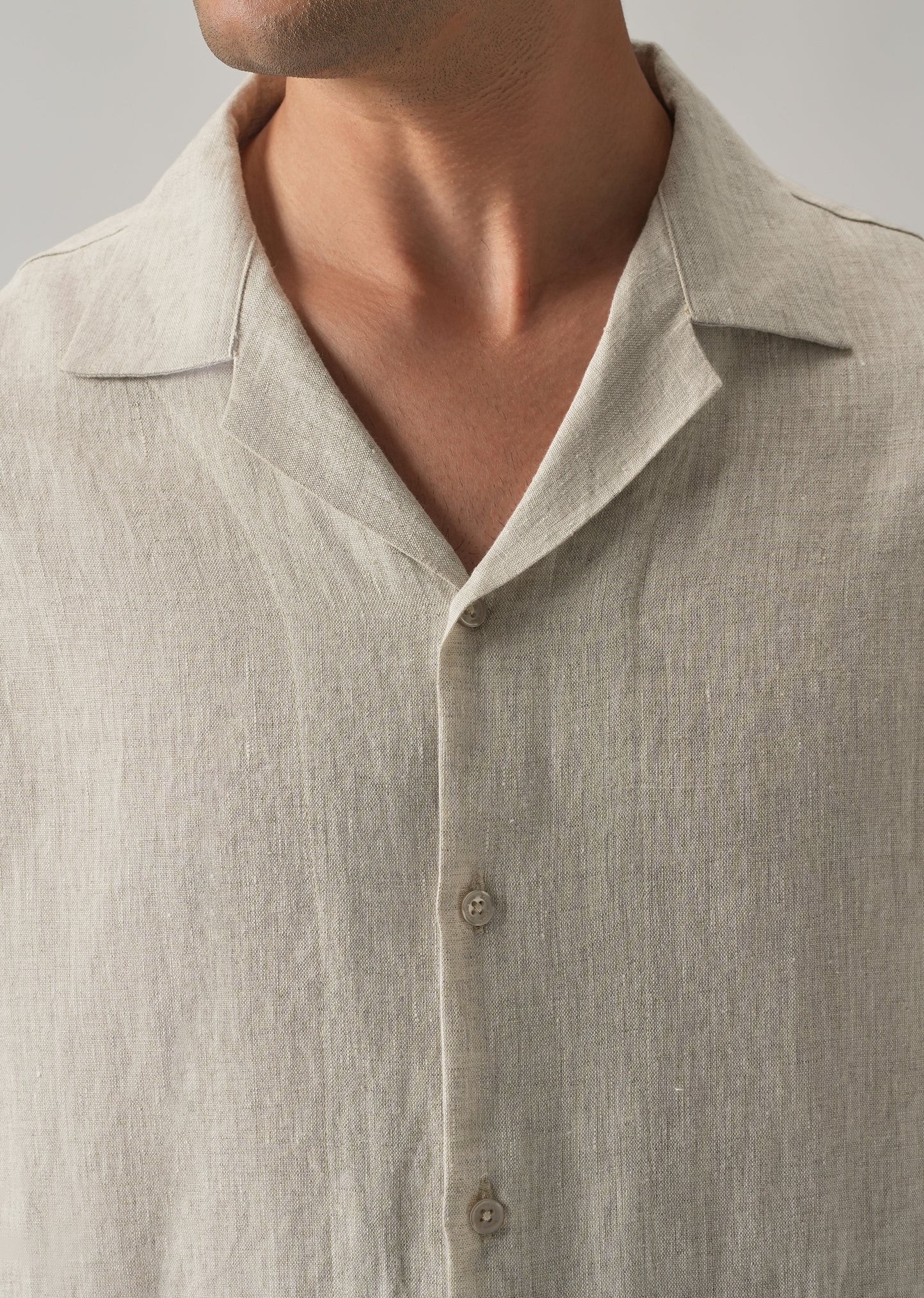 100% Pure Irish Light Beige Linen Shirt