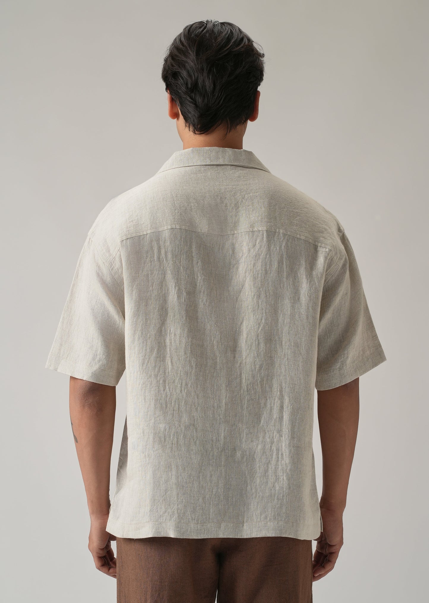 100% Pure Irish Light Beige Linen Shirt