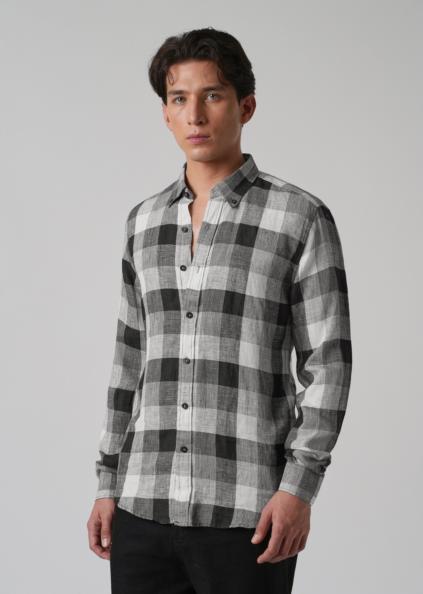 100% Pure Irish Linen Quadric Checks Shirt