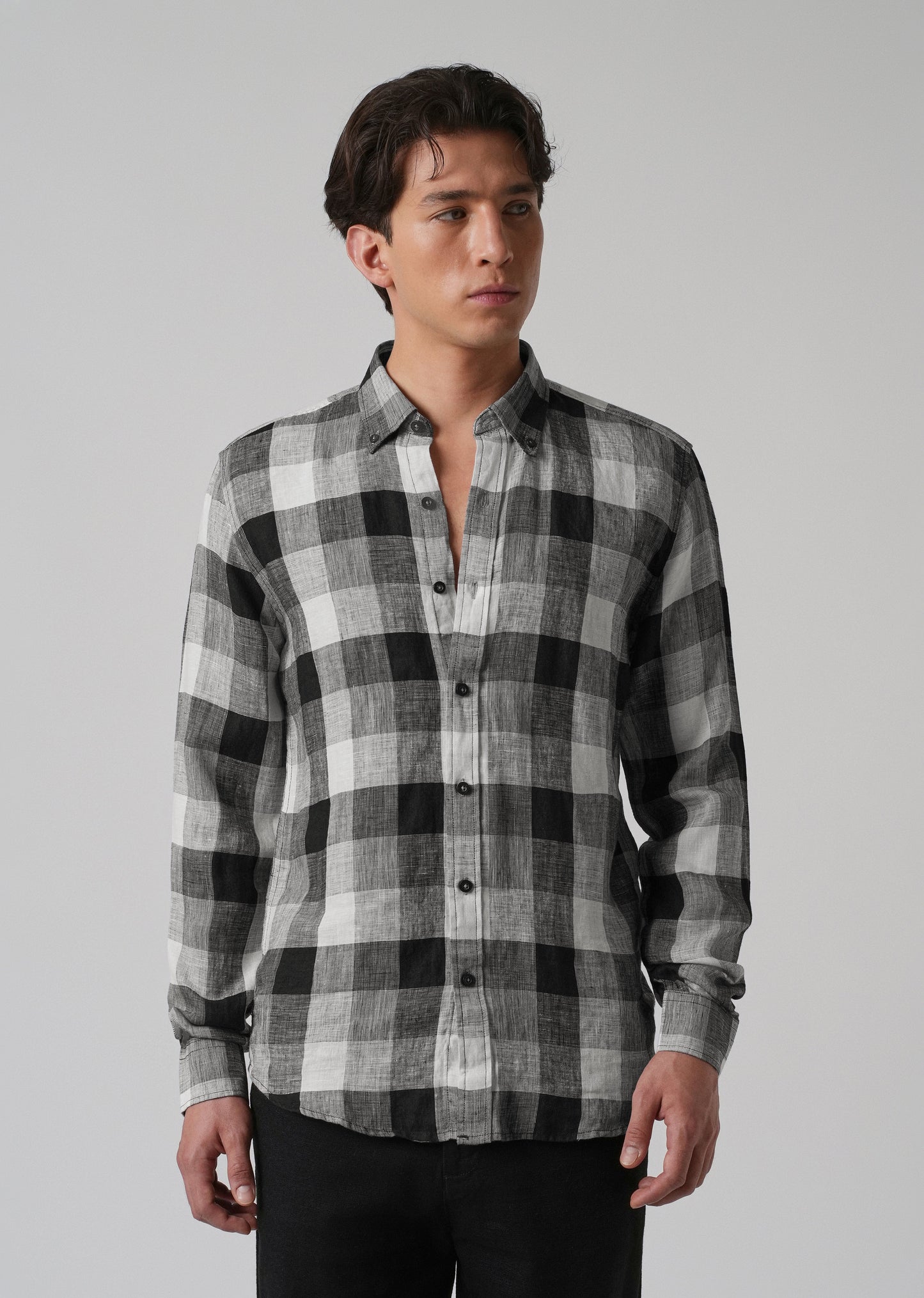 100% Pure Irish Linen Quadric Checks Shirt