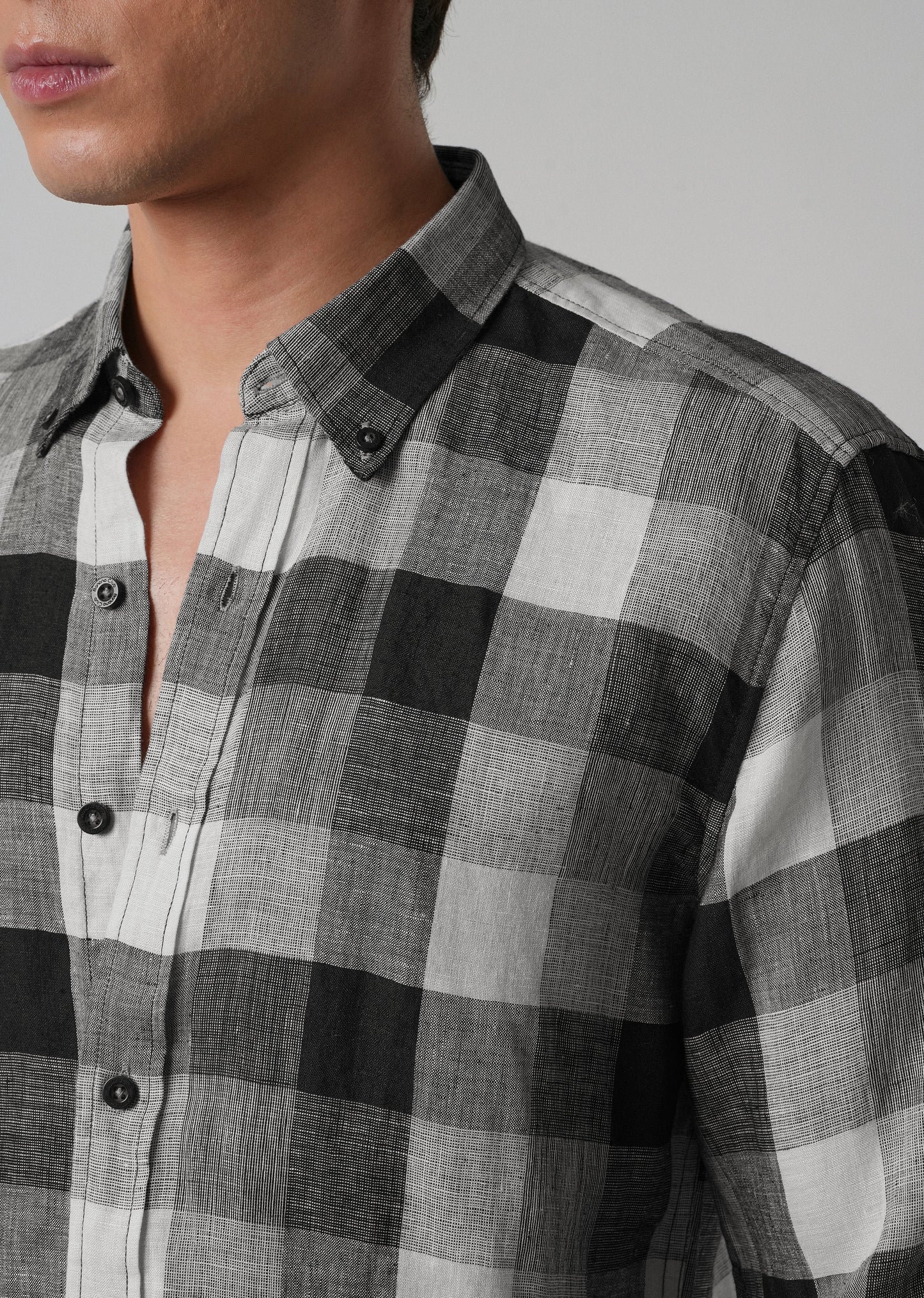 100% Pure Irish Linen Quadric Checks Shirt