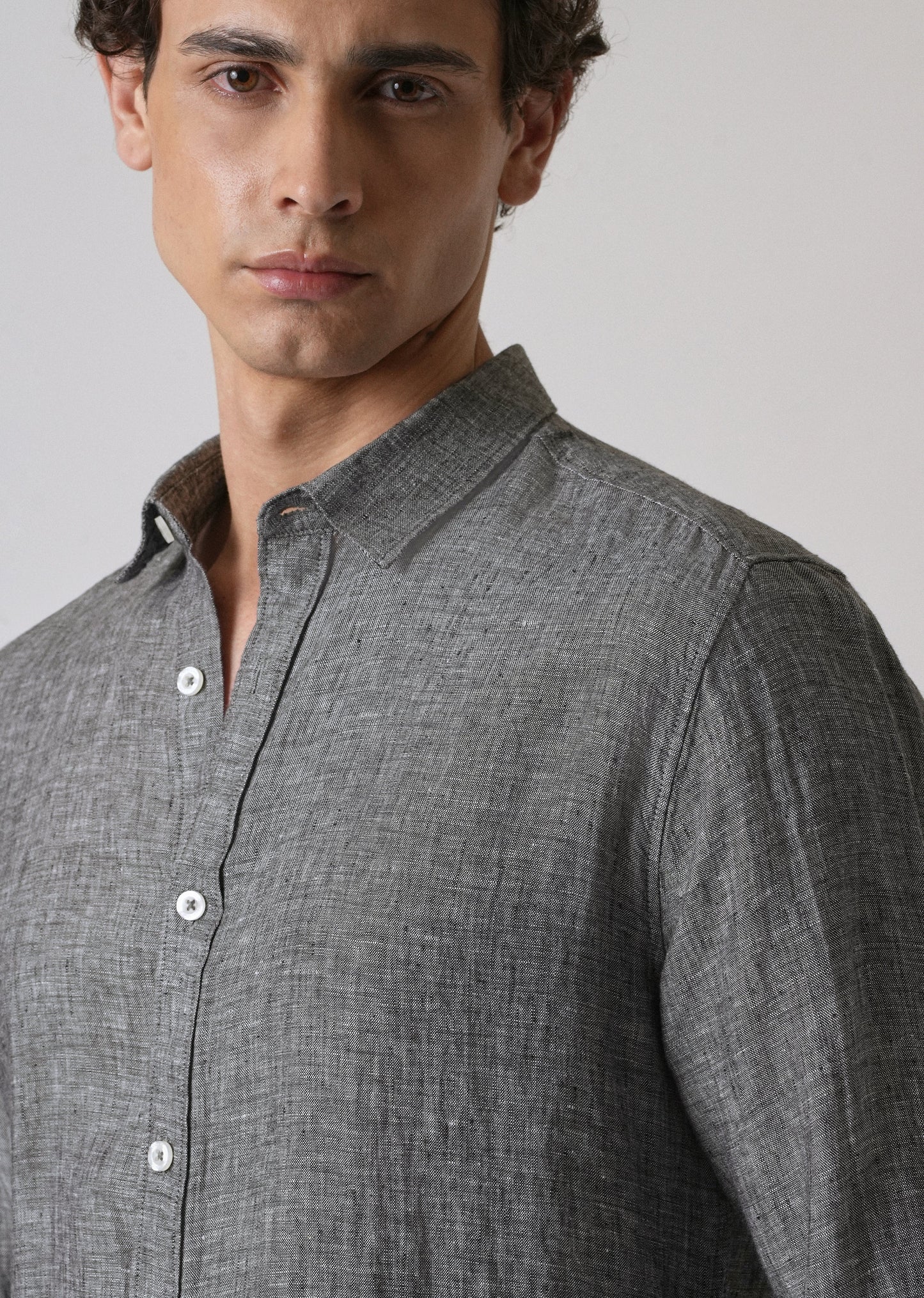 100% Pure Irish Mist Grey Linen Shirt