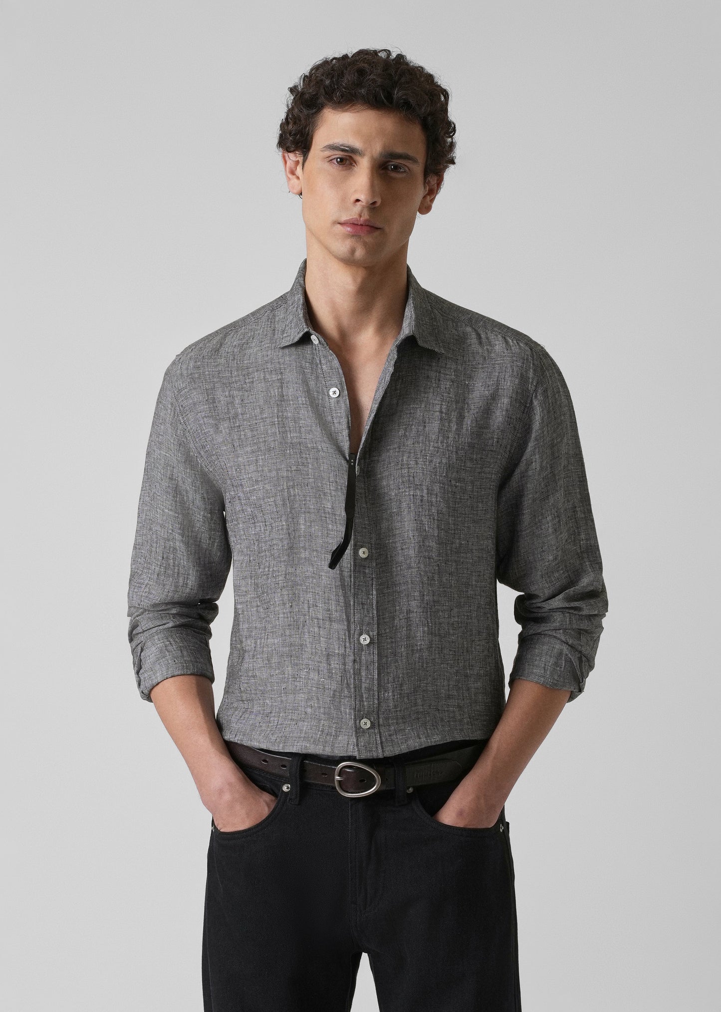 100% Pure Irish Mist Grey Linen Shirt