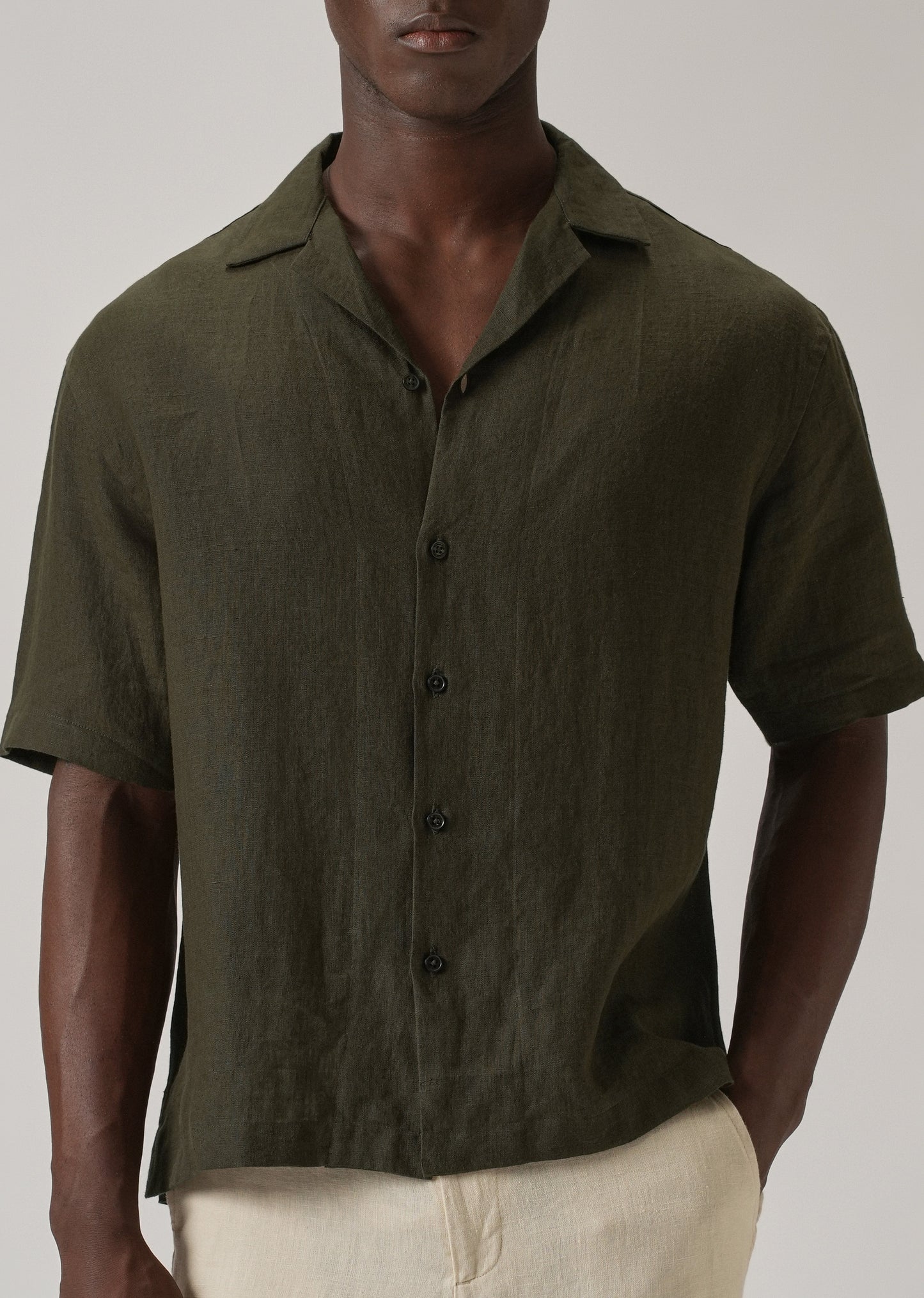 100% Pure Irish Dark Olive Linen Shirt
