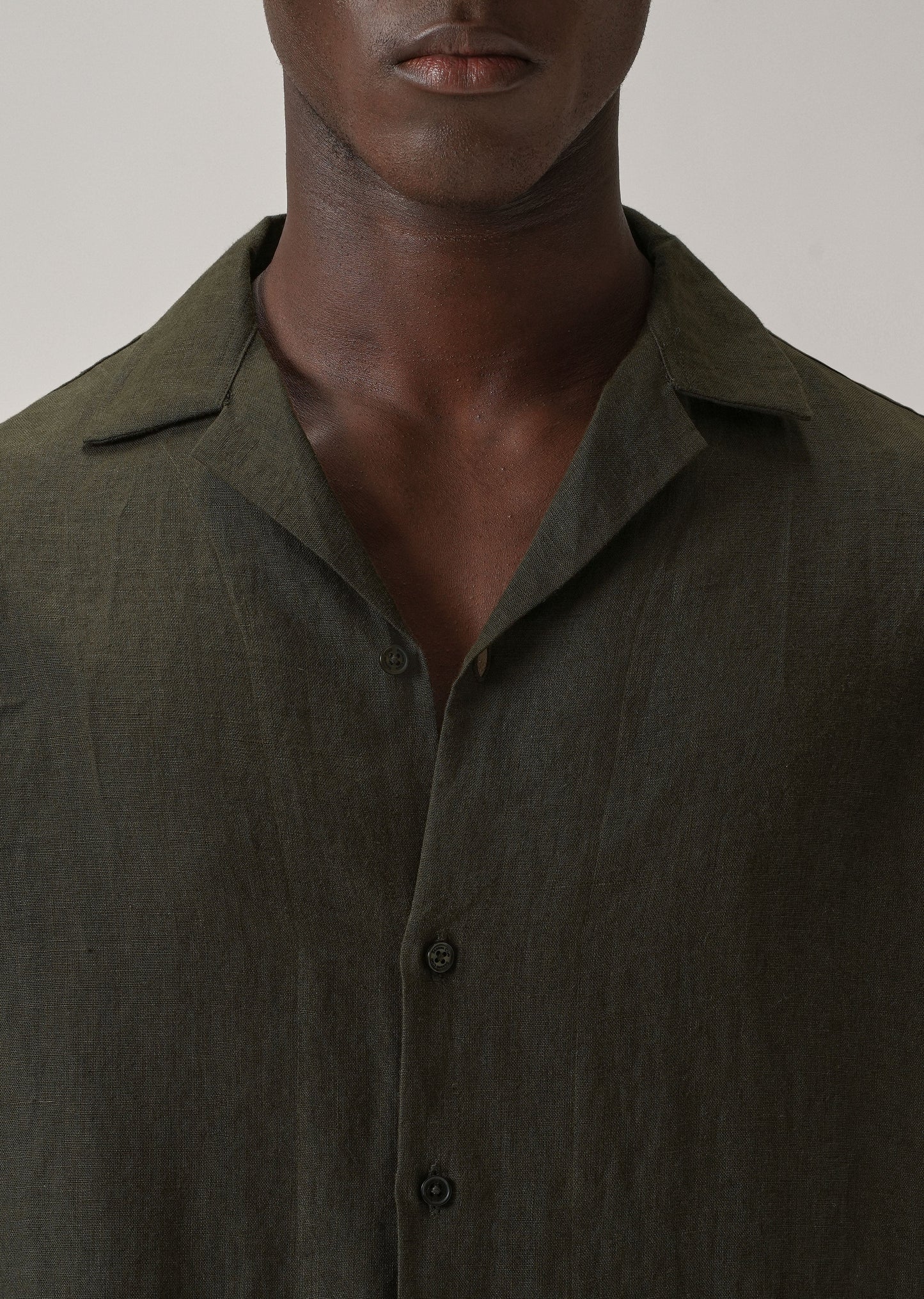 100% Pure Irish Dark Olive Linen Shirt