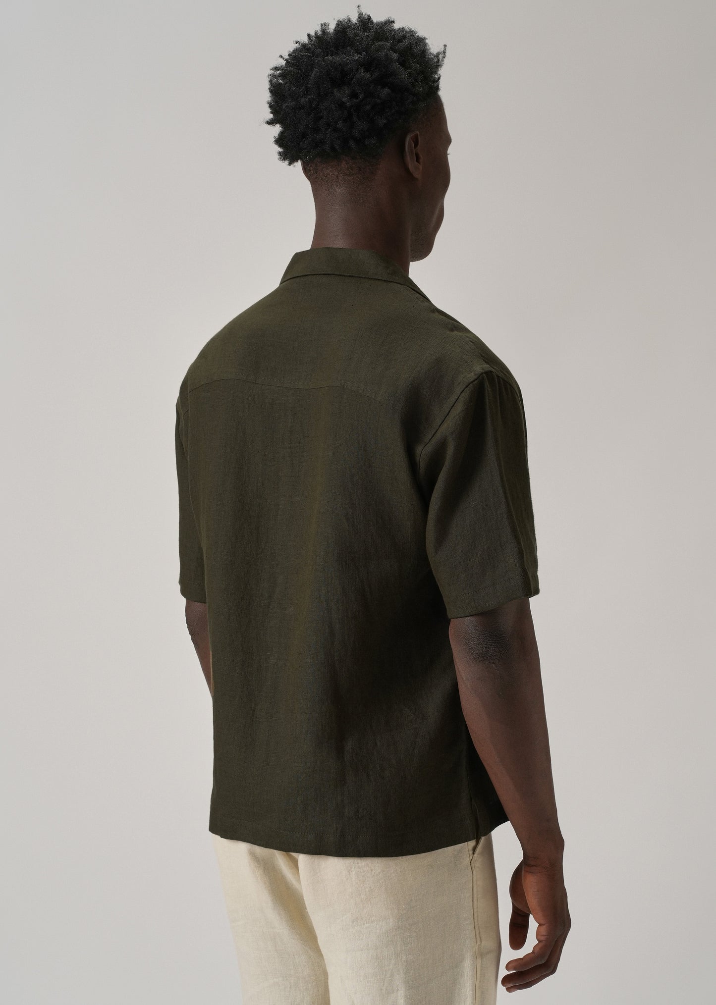 100% Pure Irish Dark Olive Linen Shirt