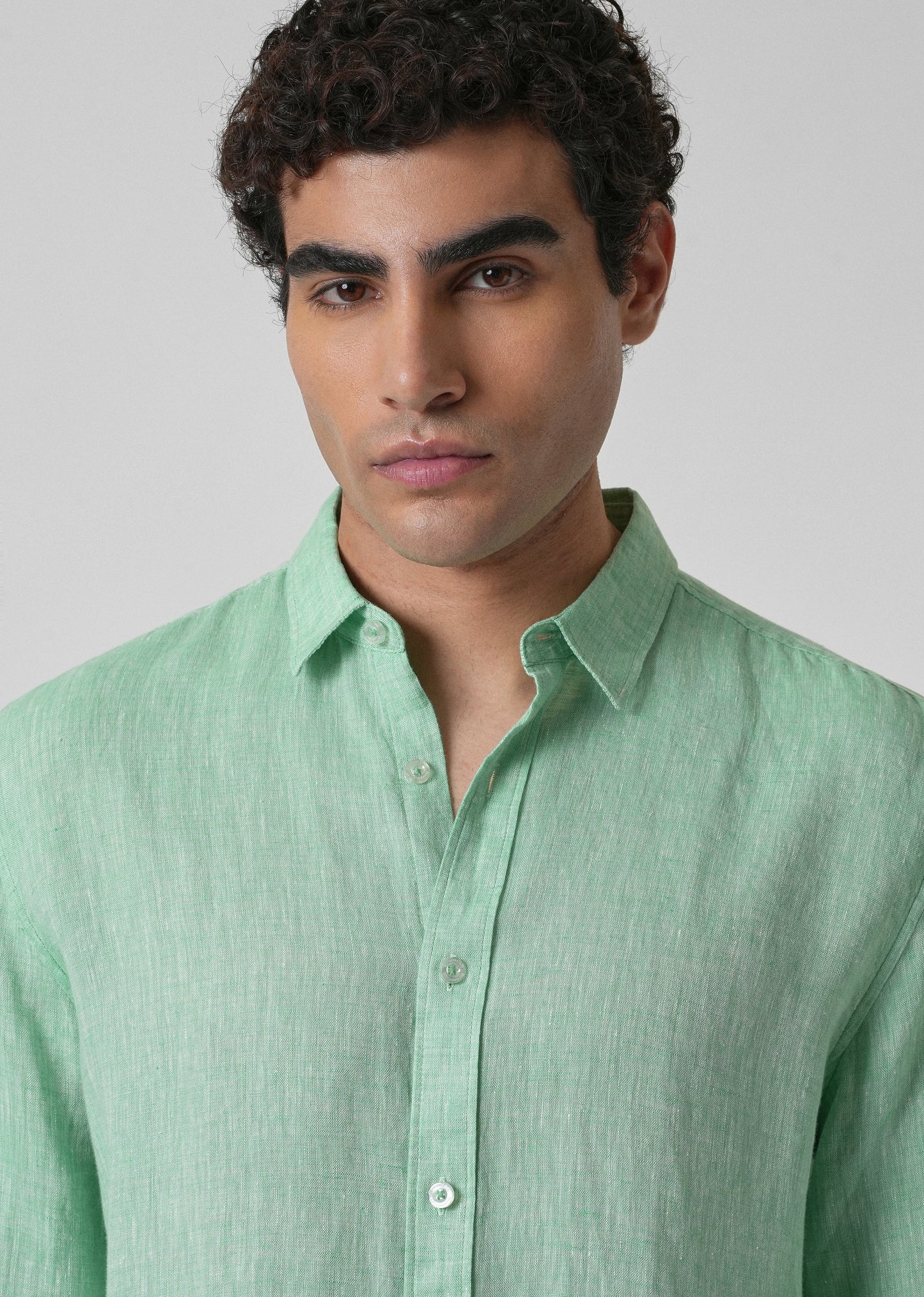 100% Pure Irish Smoke Green Linen Shirt
