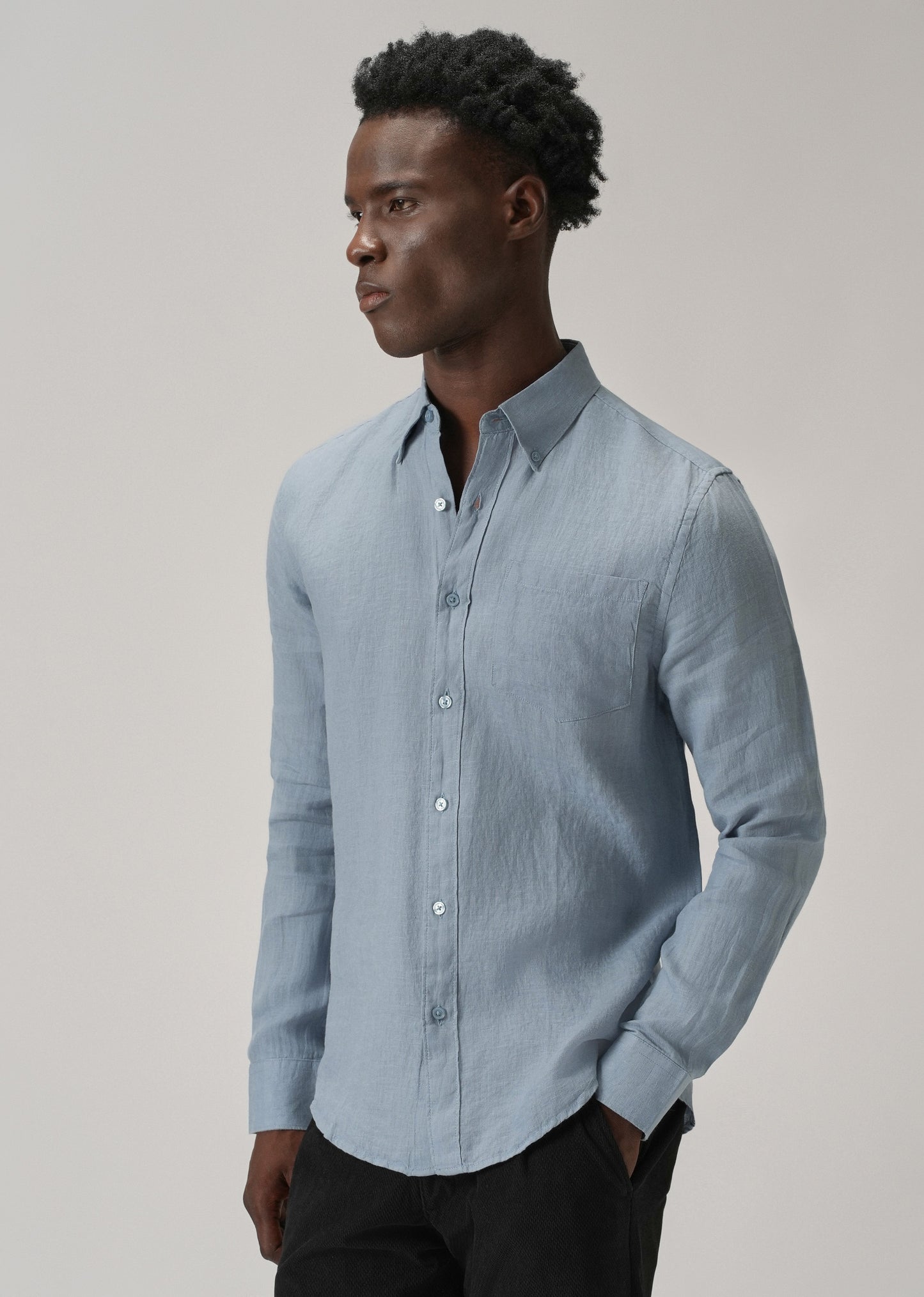 100% Pure Light Blue Linen Shirt