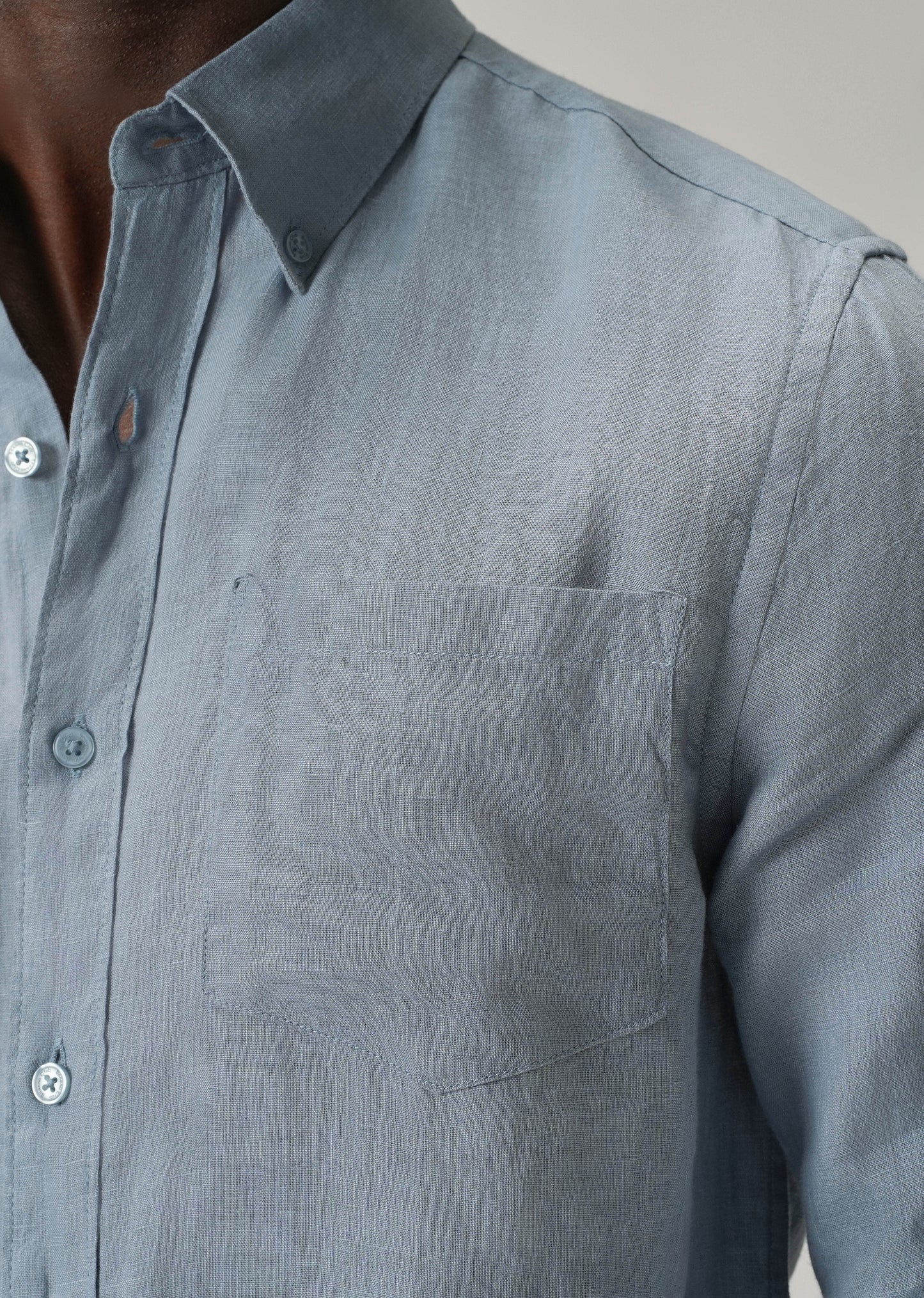 100% Pure Light Blue Linen Shirt