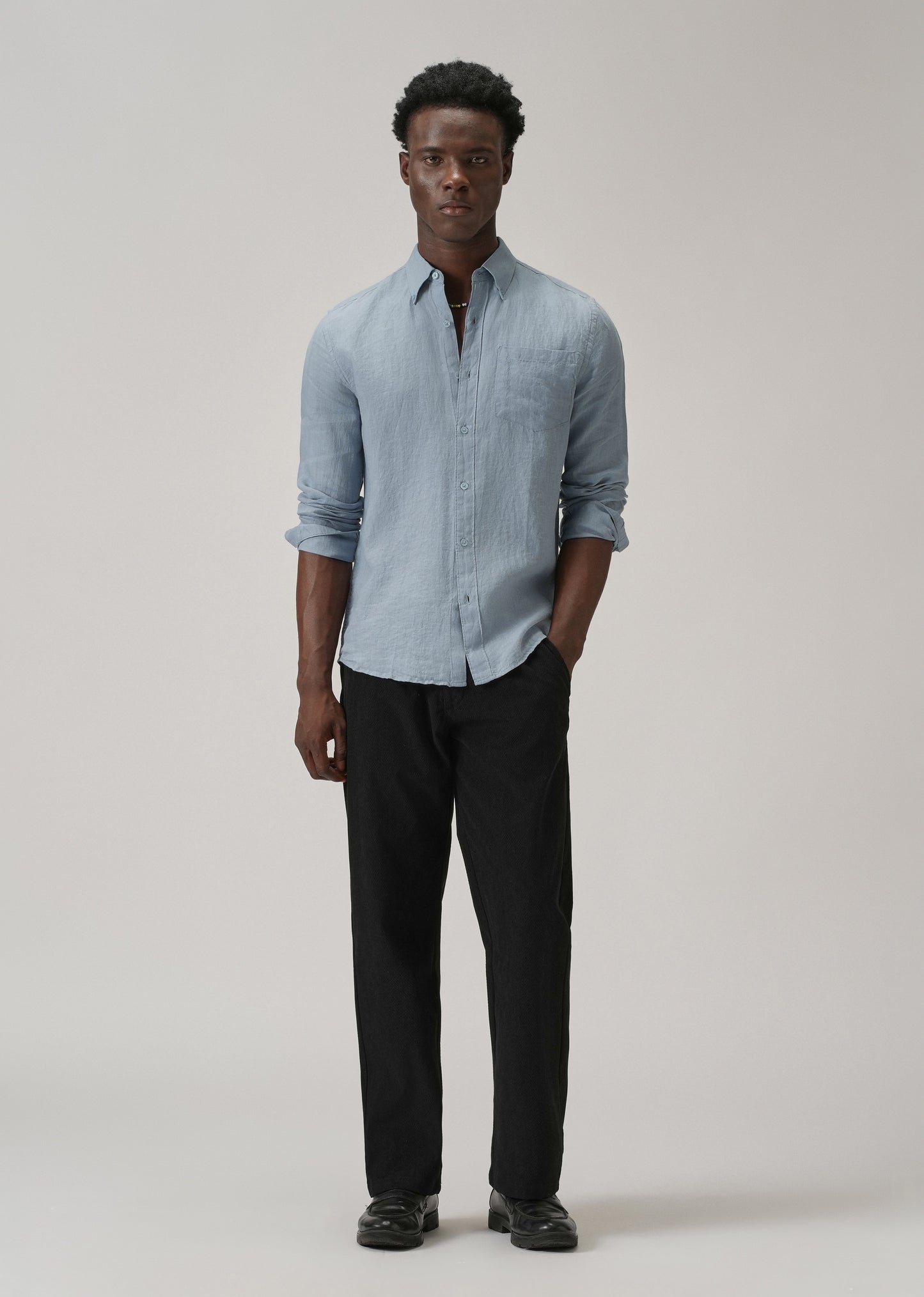 100% Pure Light Blue Linen Shirt