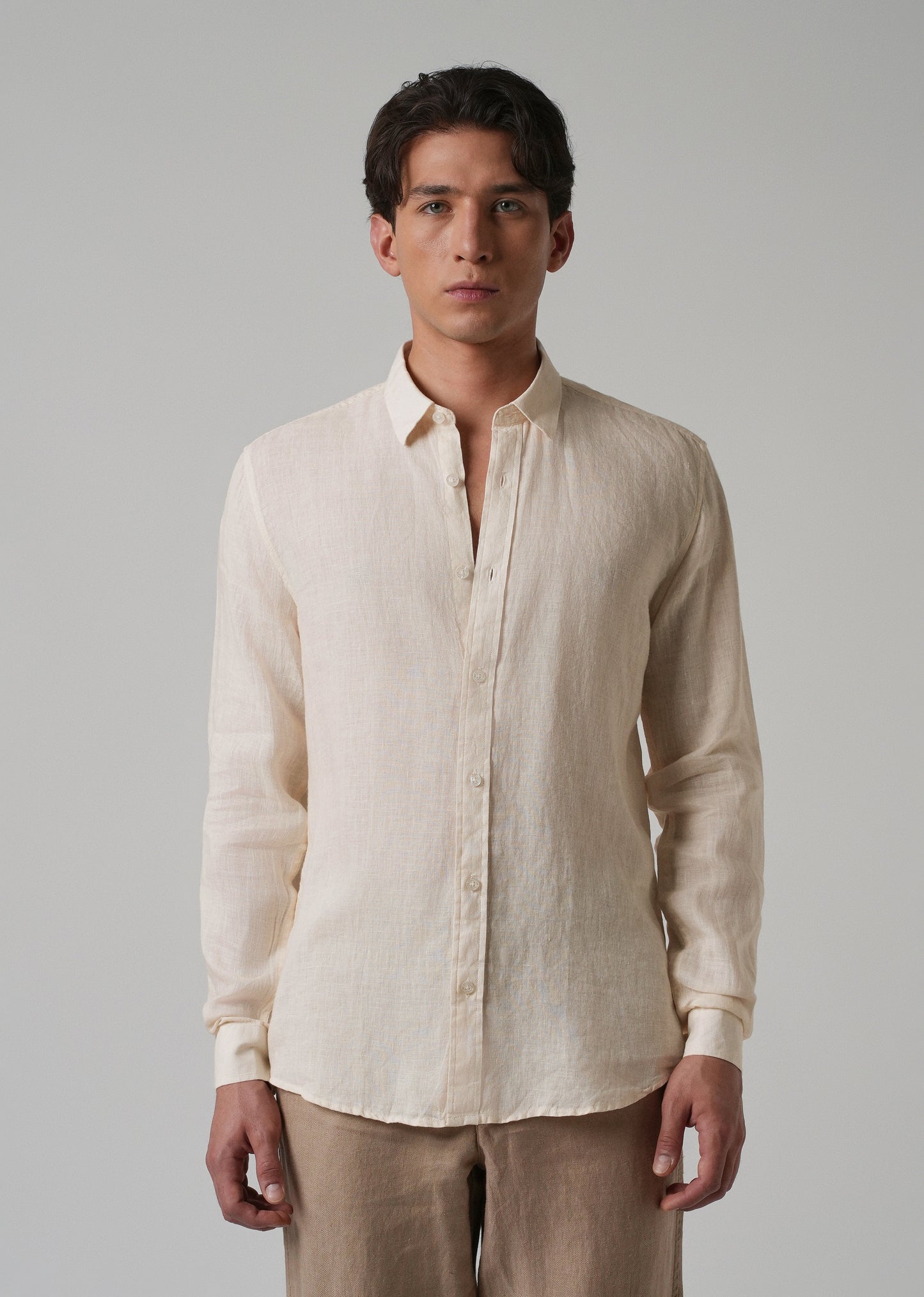 100% Pure Light Cream Linen Shirt