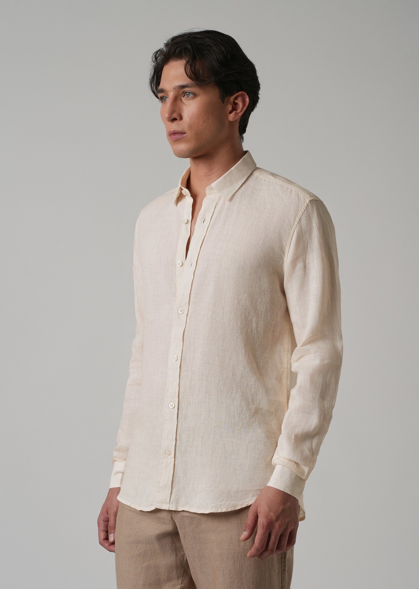 100% Pure Light Cream Linen Shirt