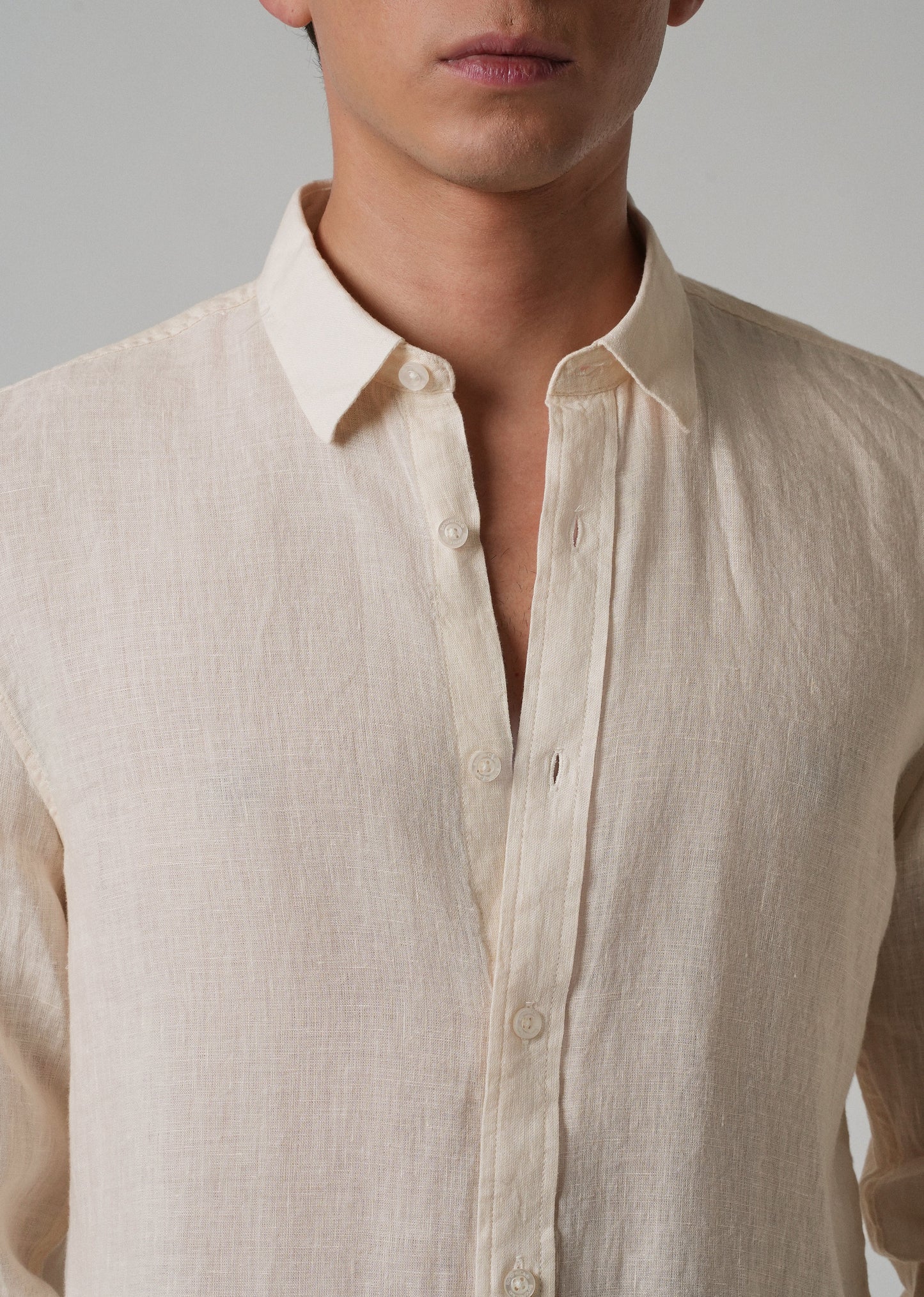 100% Pure Light Cream Linen Shirt