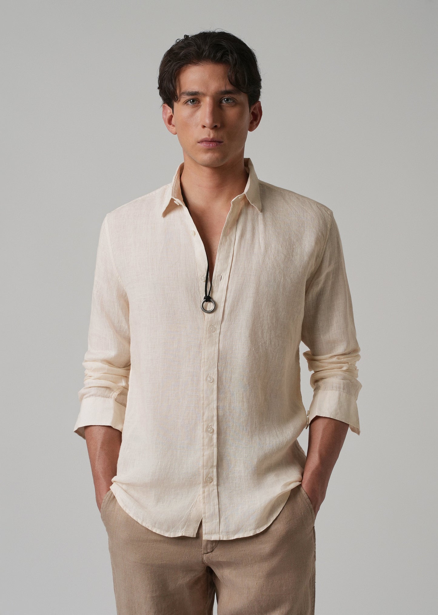 100% Pure Light Cream Linen Shirt
