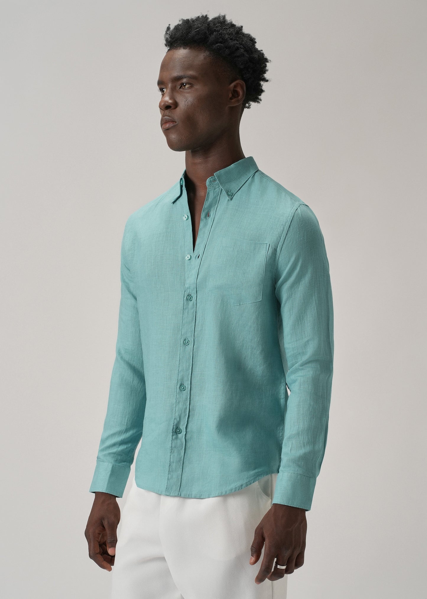 100% Pure Light Green Linen Shirt