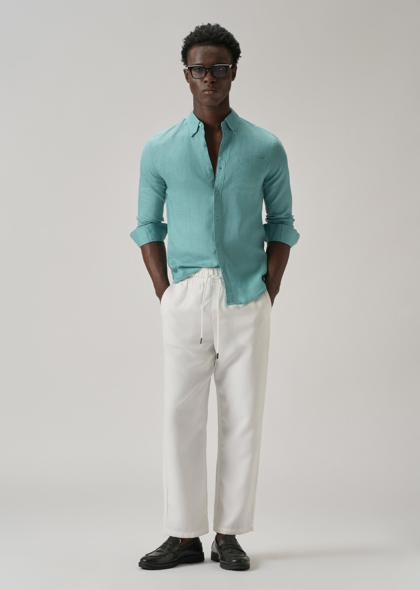 100% Pure Light Green Linen Shirt