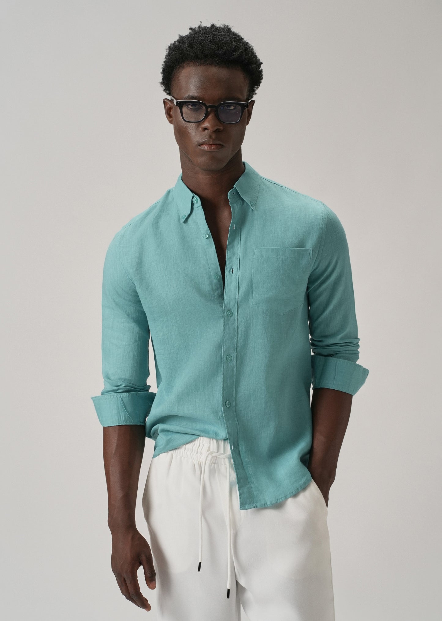 100% Pure Light Green Linen Shirt