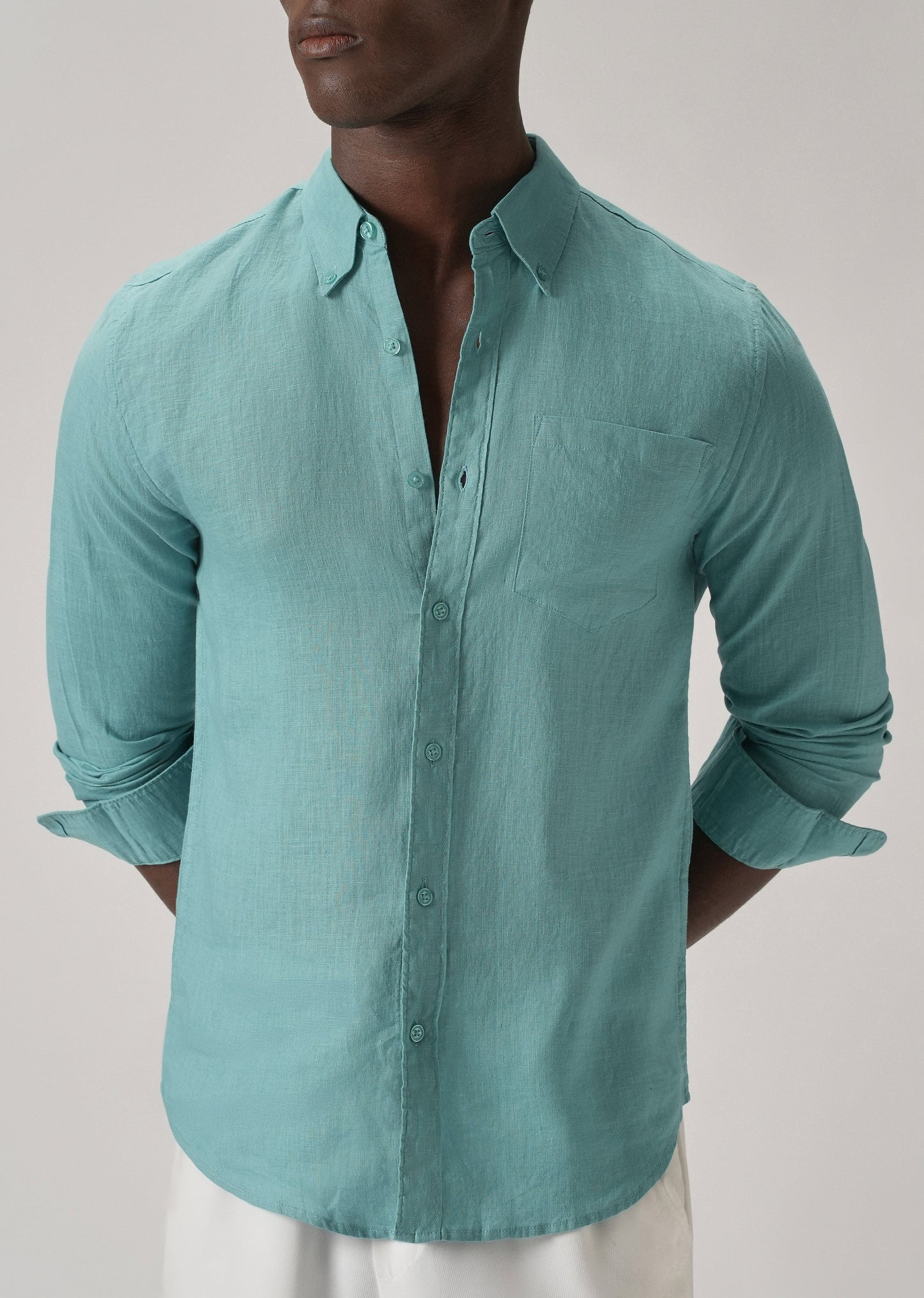 100% Pure Light Green Linen Shirt