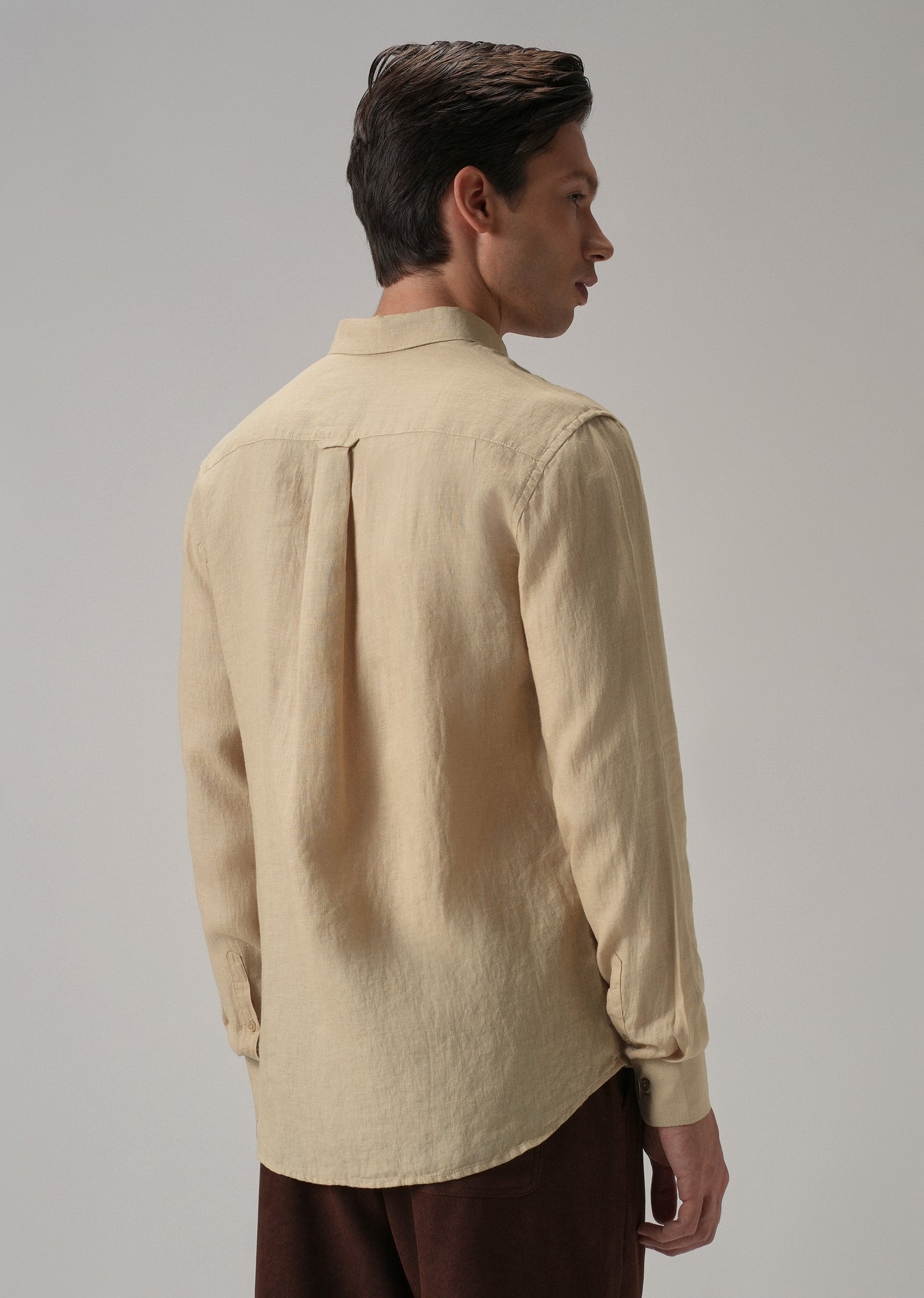 100% Pure Dark Beige Linen Shirt