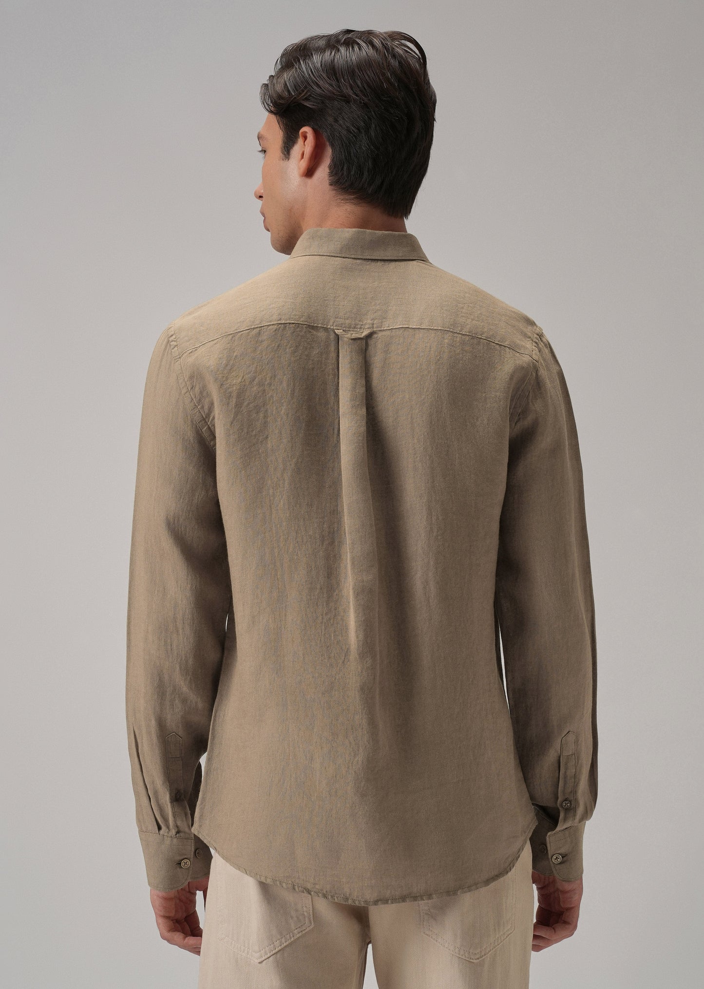 100% Pure Dark Brown Linen Shirt