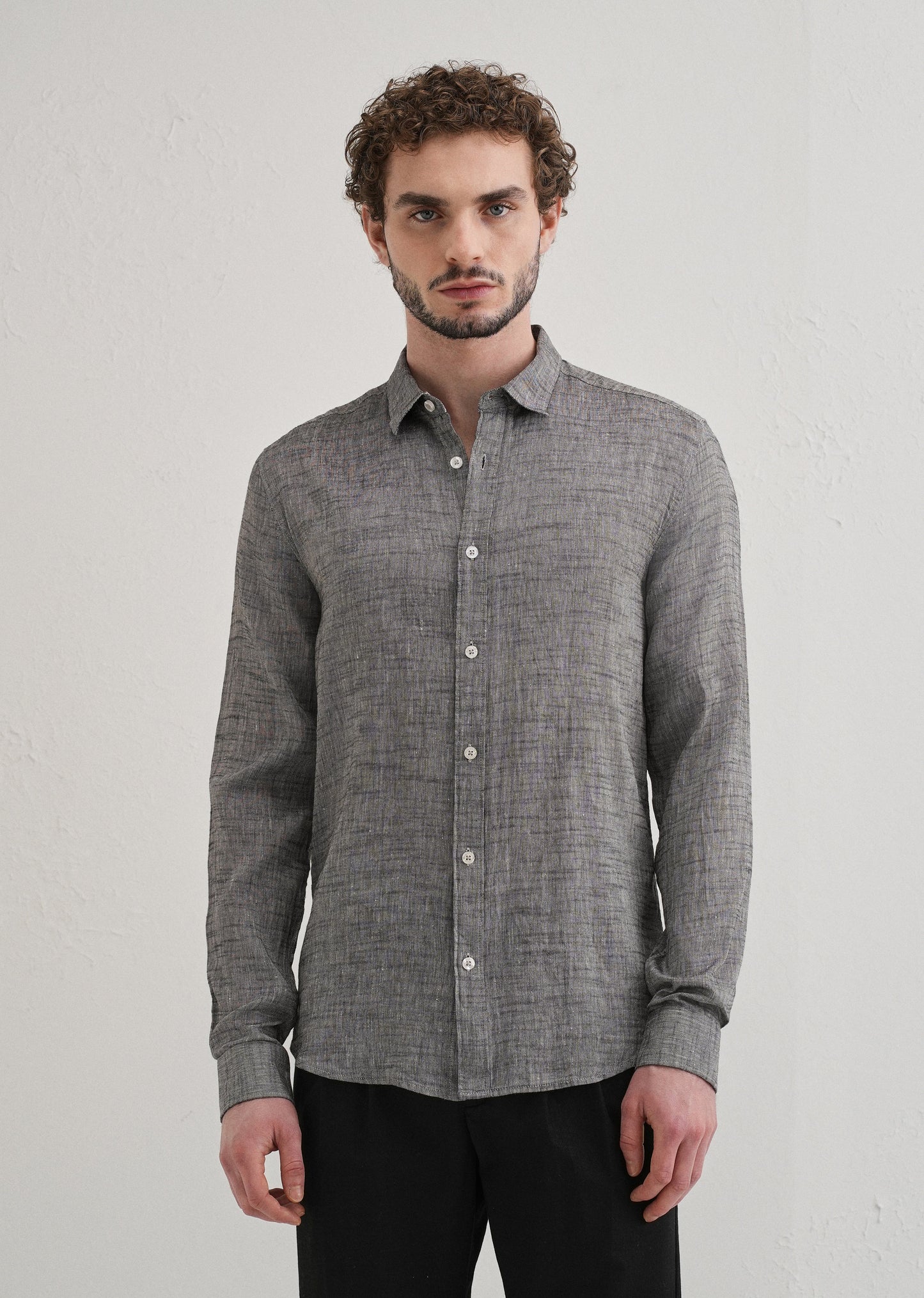 100% Pure Linen Grey Shirt