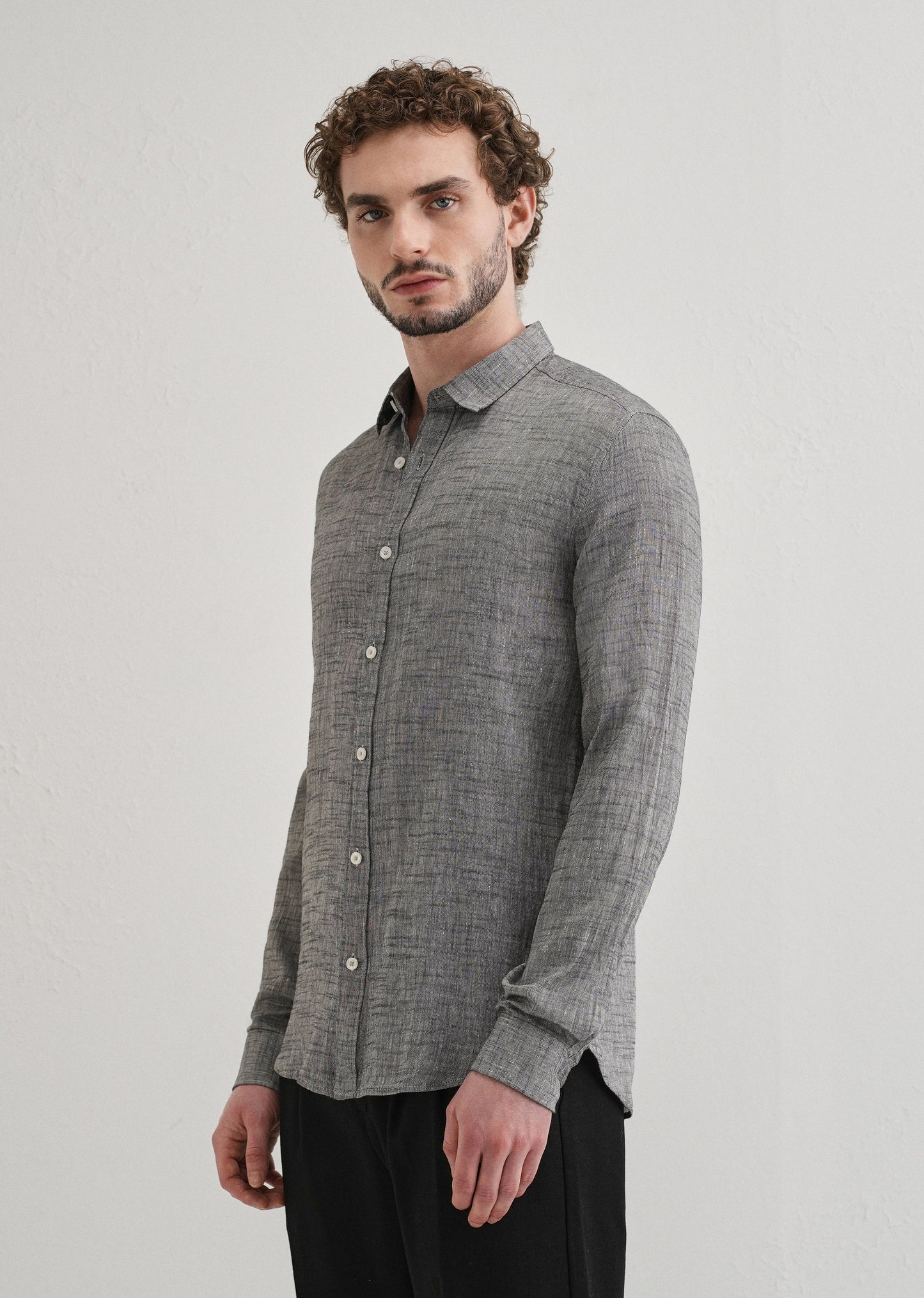 100% Pure Linen Grey Shirt