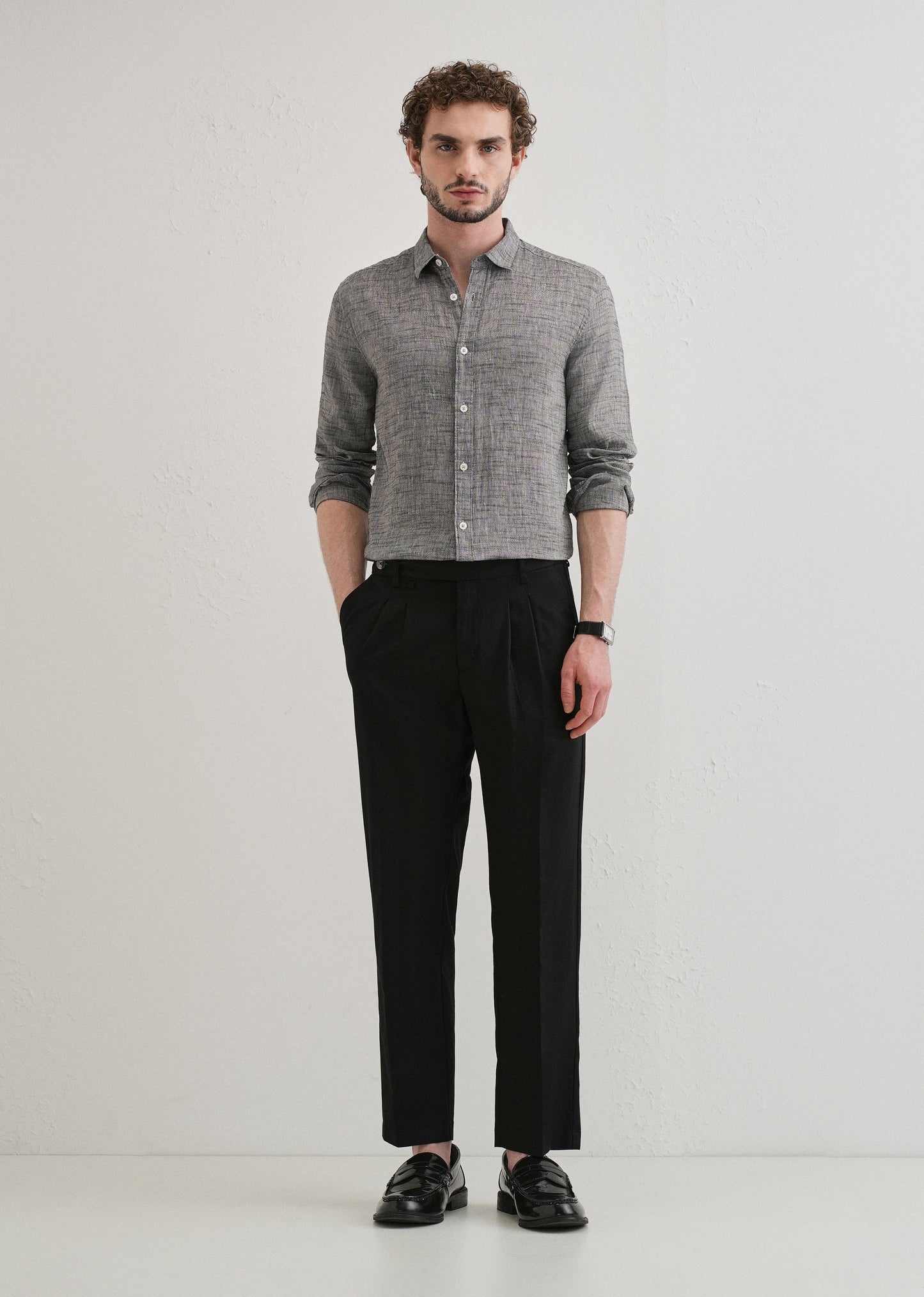 100% Pure Linen Grey Shirt