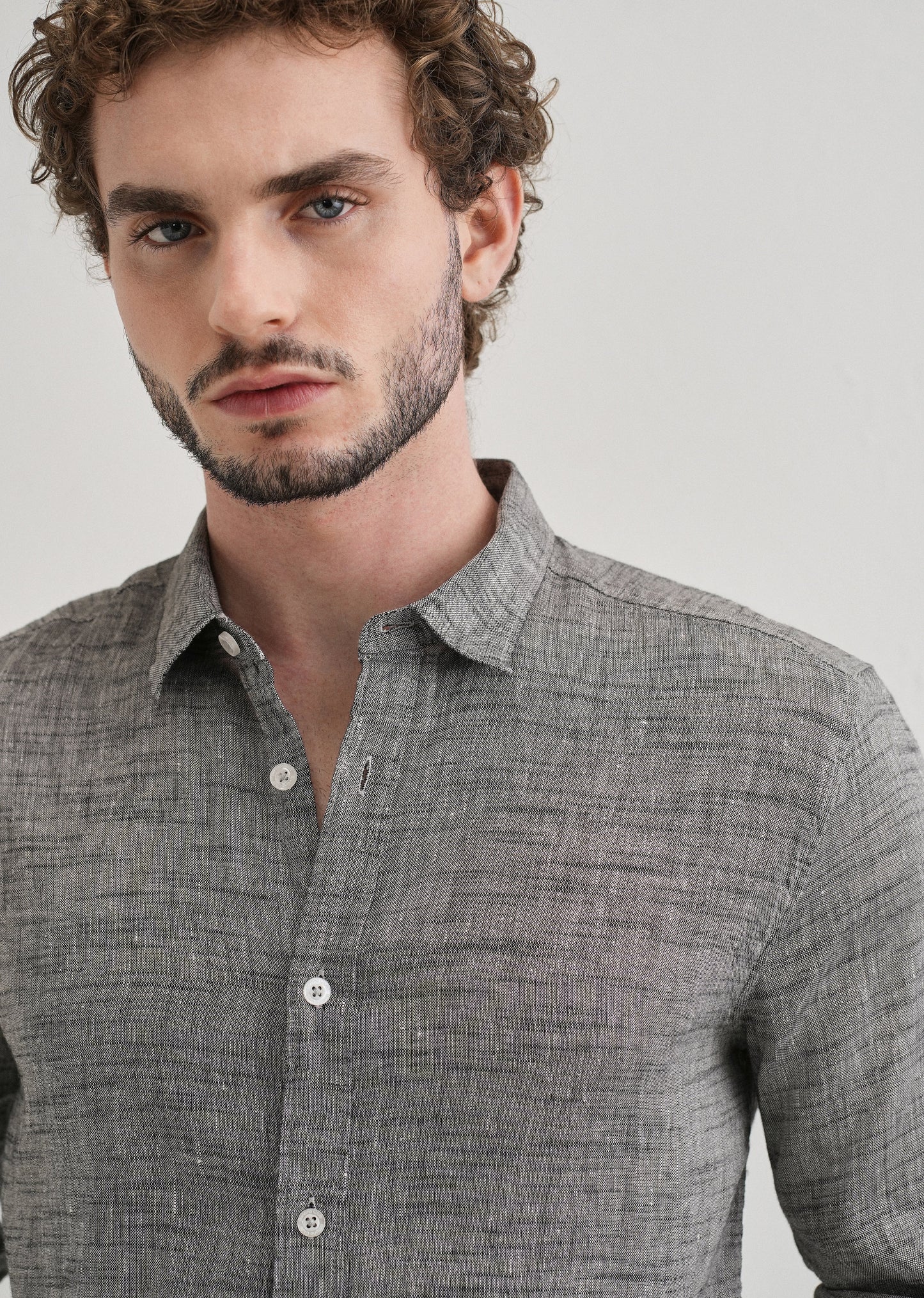 100% Pure Linen Grey Shirt