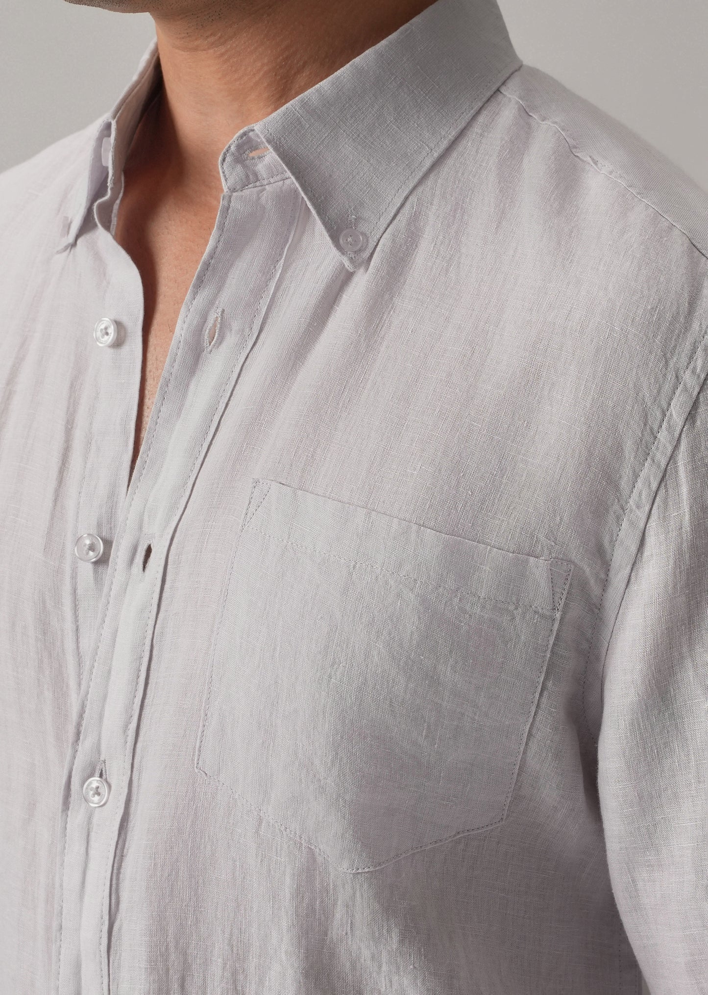 100% Pure Lavender Grey Linen Shirt