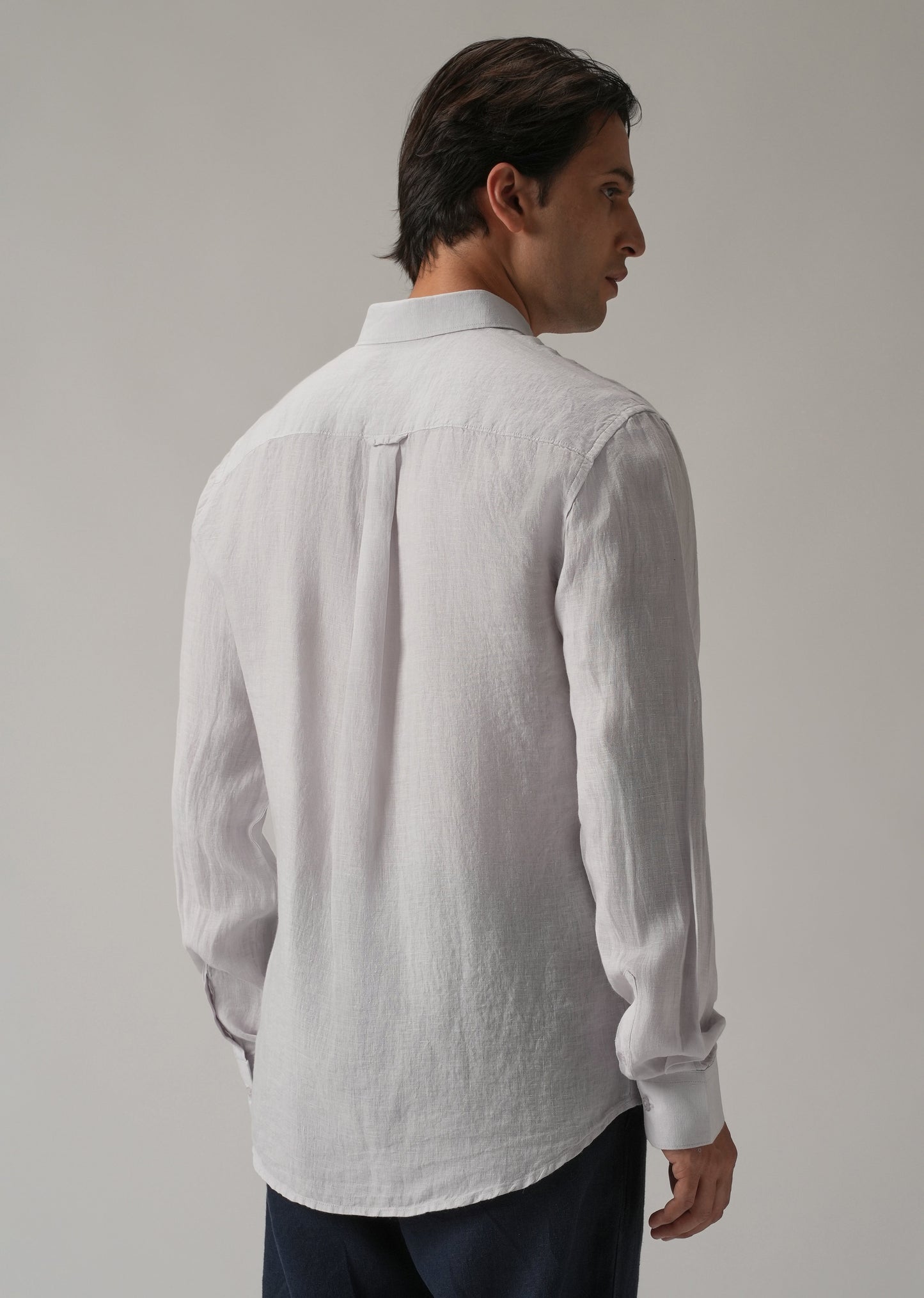 100% Pure Lavender Grey Linen Shirt
