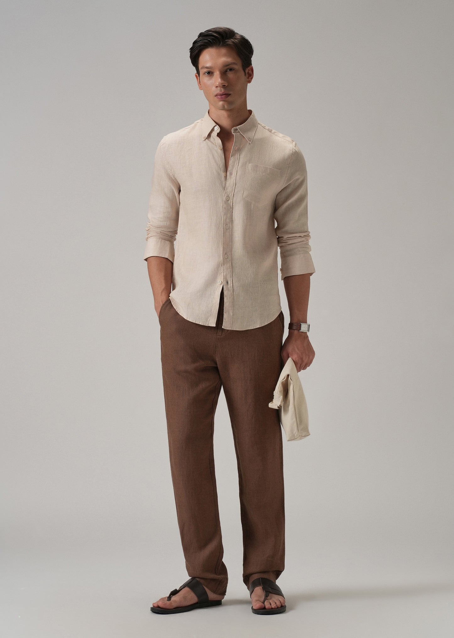 100% Pure Light Peach Linen Shirt