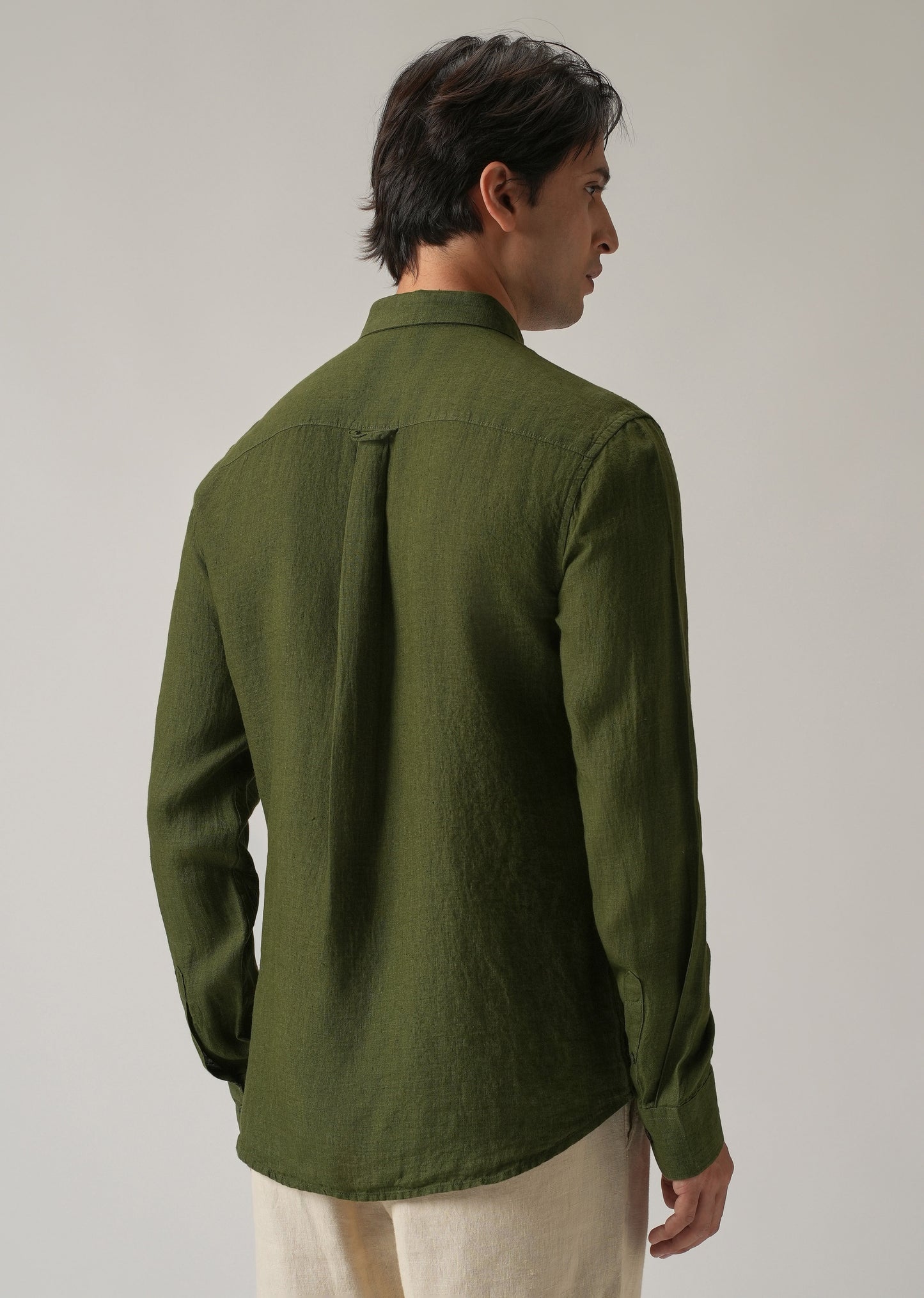 100% Pure Olive Linen Shirt
