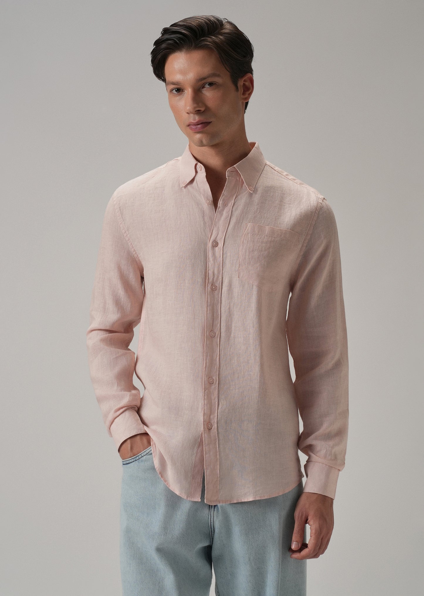 100% Pure Pink Linen Shirt