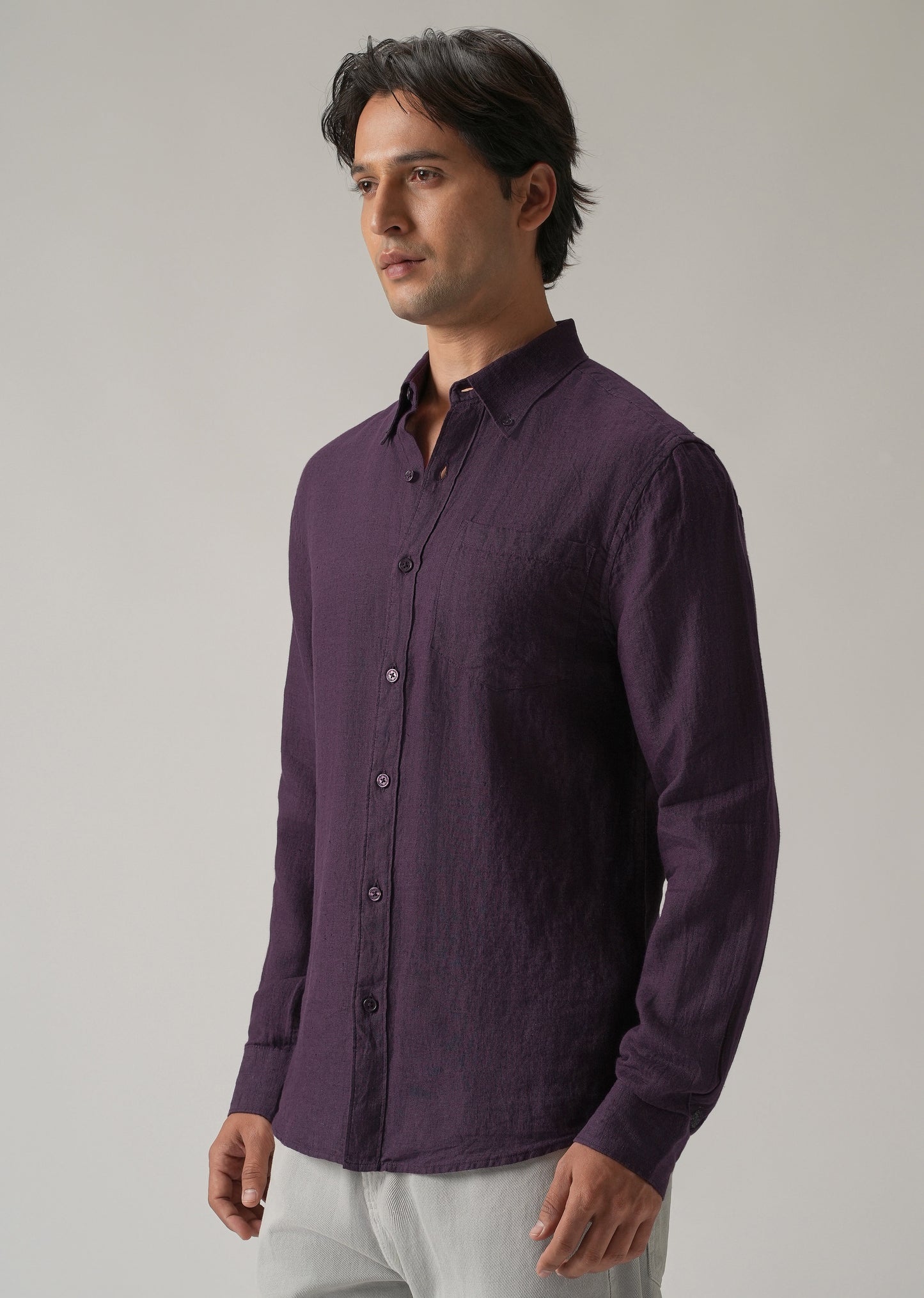 100% Pure Violet Linen Shirt