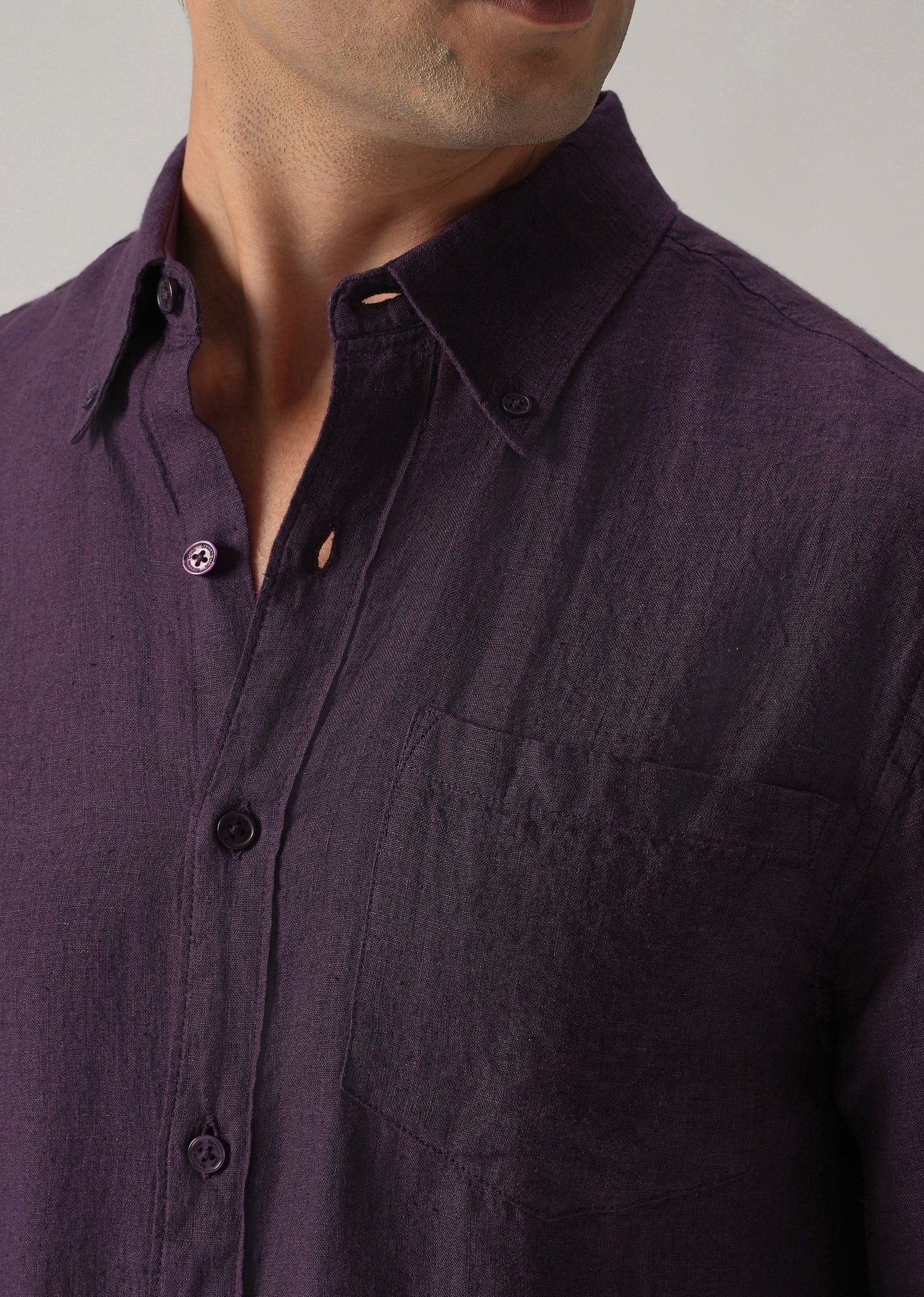 100% Pure Violet Linen Shirt
