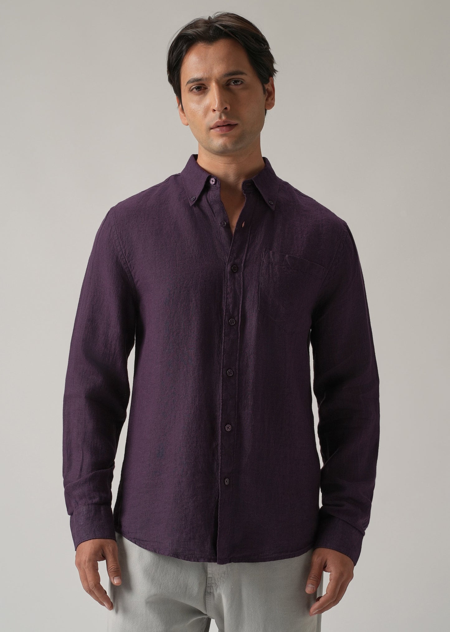 100% Pure Violet Linen Shirt